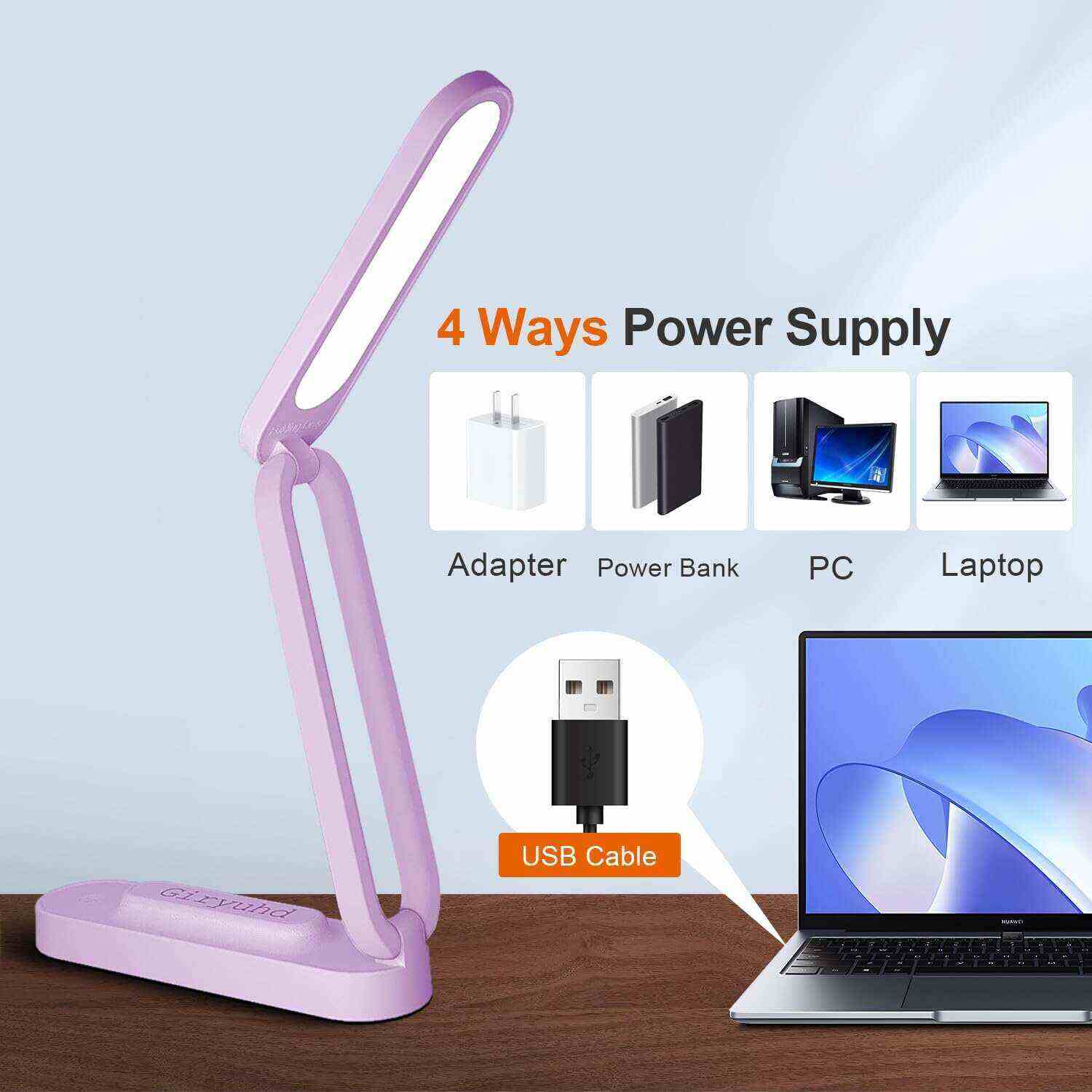 LED Desk Lamp for Office Home & Battery Operated Lamp Rechargeable Lamp Foldable & Portable Light, LED Desk Light Strip, 3 Brightness Dimmable Small Desk Lamp Wireless Reading Lamp