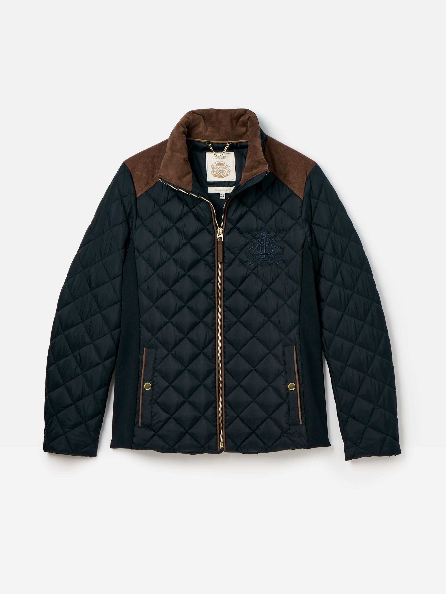 Braemar Luxe Navy Blue Showerproof Diamond Quilted Coat