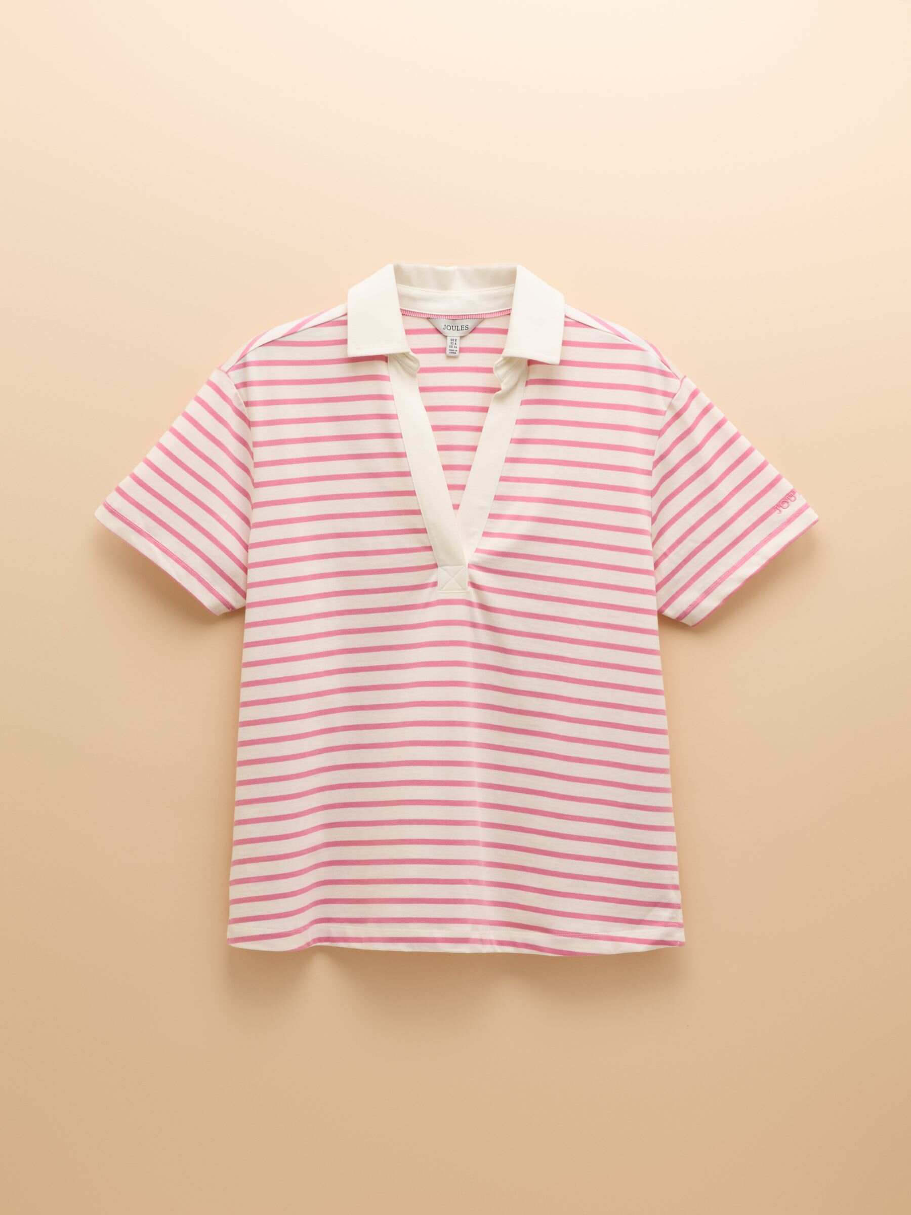 Tallie Pink/White Short Sleeve Combed 100% Cotton Collared Top