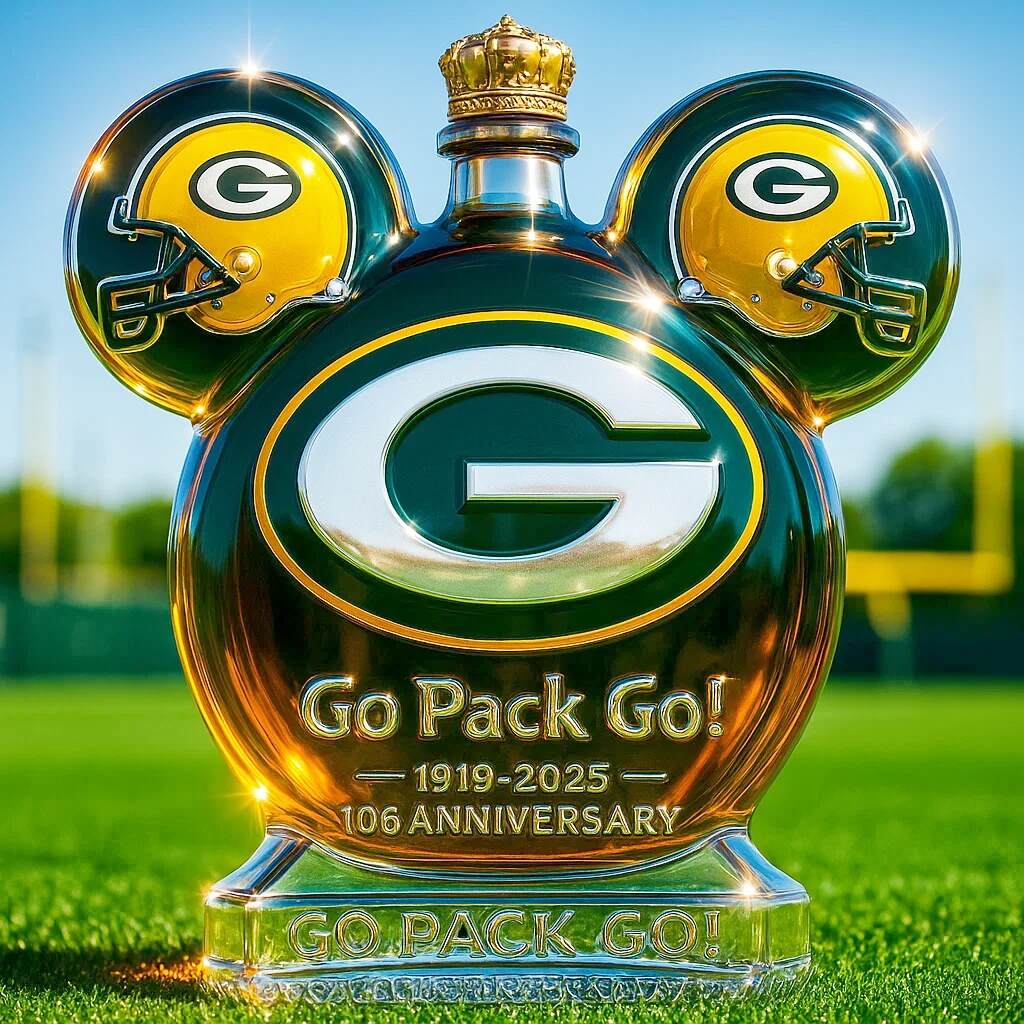 Green Bay Packers Mickey Mouse Whiskey Bottle