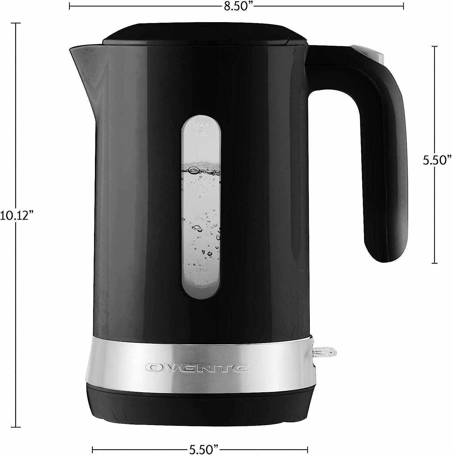 OVENTE Electric Kettle Hot Water Heater 1.7 Liter - BPA Free Fast Boiling Cordless Water Warmer - Auto Shut Off Instant Water Boiler for Coffee & Tea Pot - White KP72W