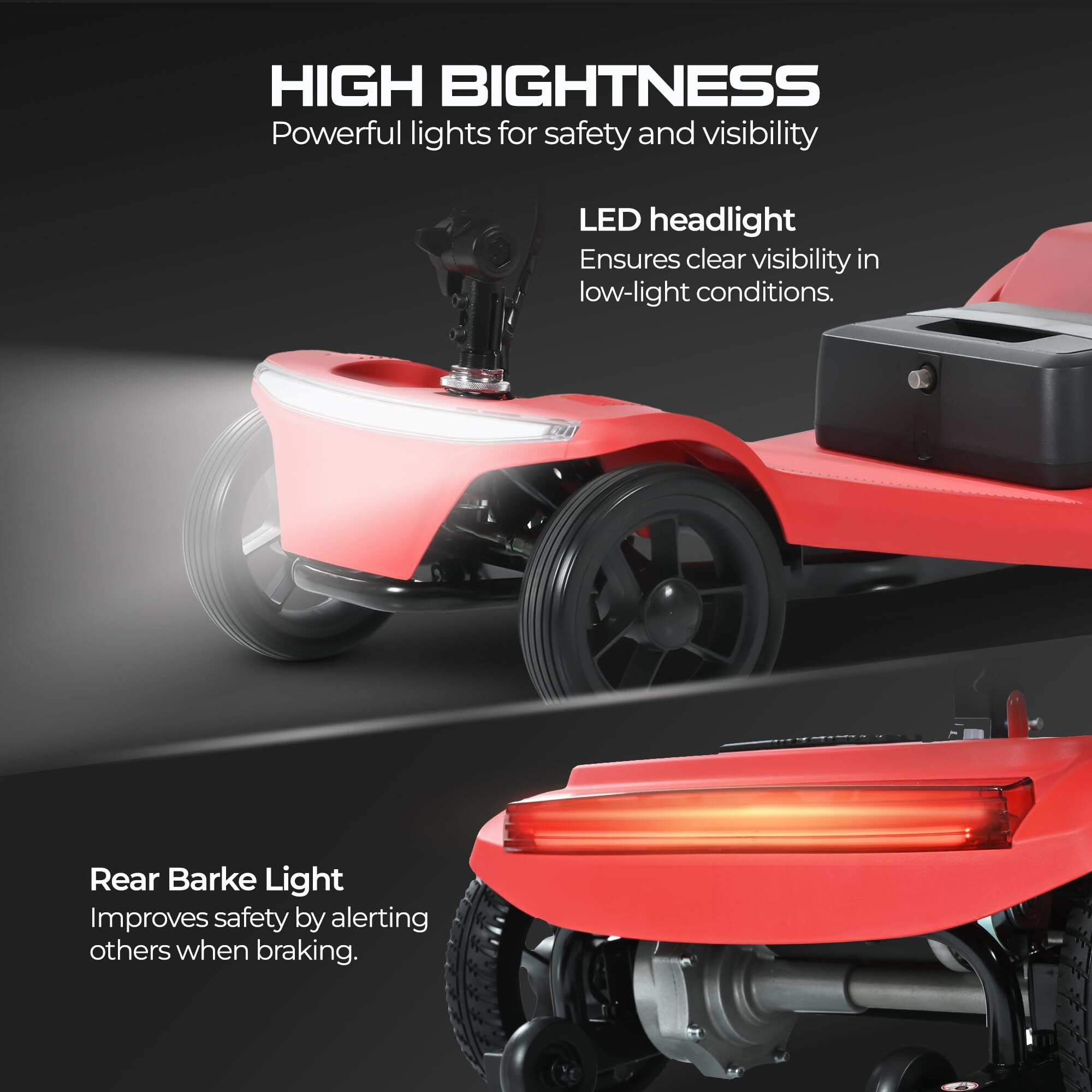 New electric four-wheeled mobility scooter boasts a 20 miles range, a 300lb load-bearing capacity, fast charging, and smartphone control