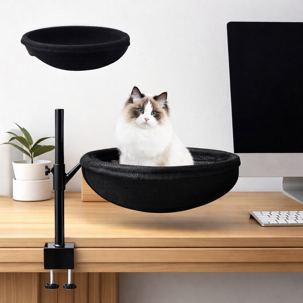 Foldable Desktop Cat Hammock – Suspended Pet Bed / Cat Perch Stand--PurrNest Cozy