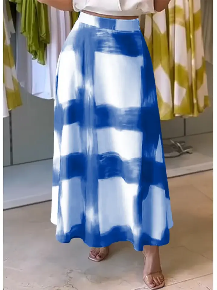 🔥Summer Arrivals🌟Women's Brushstroke Print Cotton and Linen Skirt