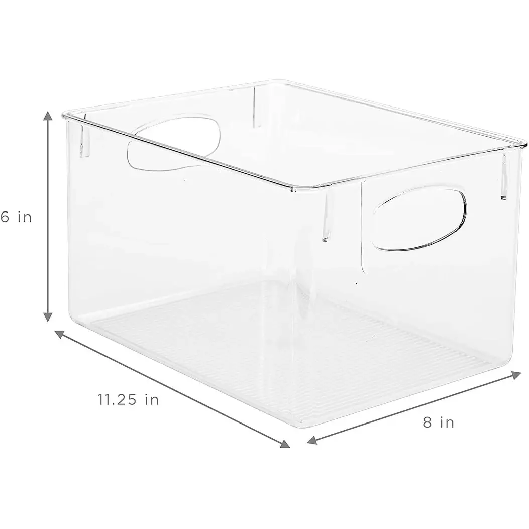 Sorbus Clear Plastic Organizer Storage Bin Containers for Pantry Food & Kitchen Fridge (4-Pack)