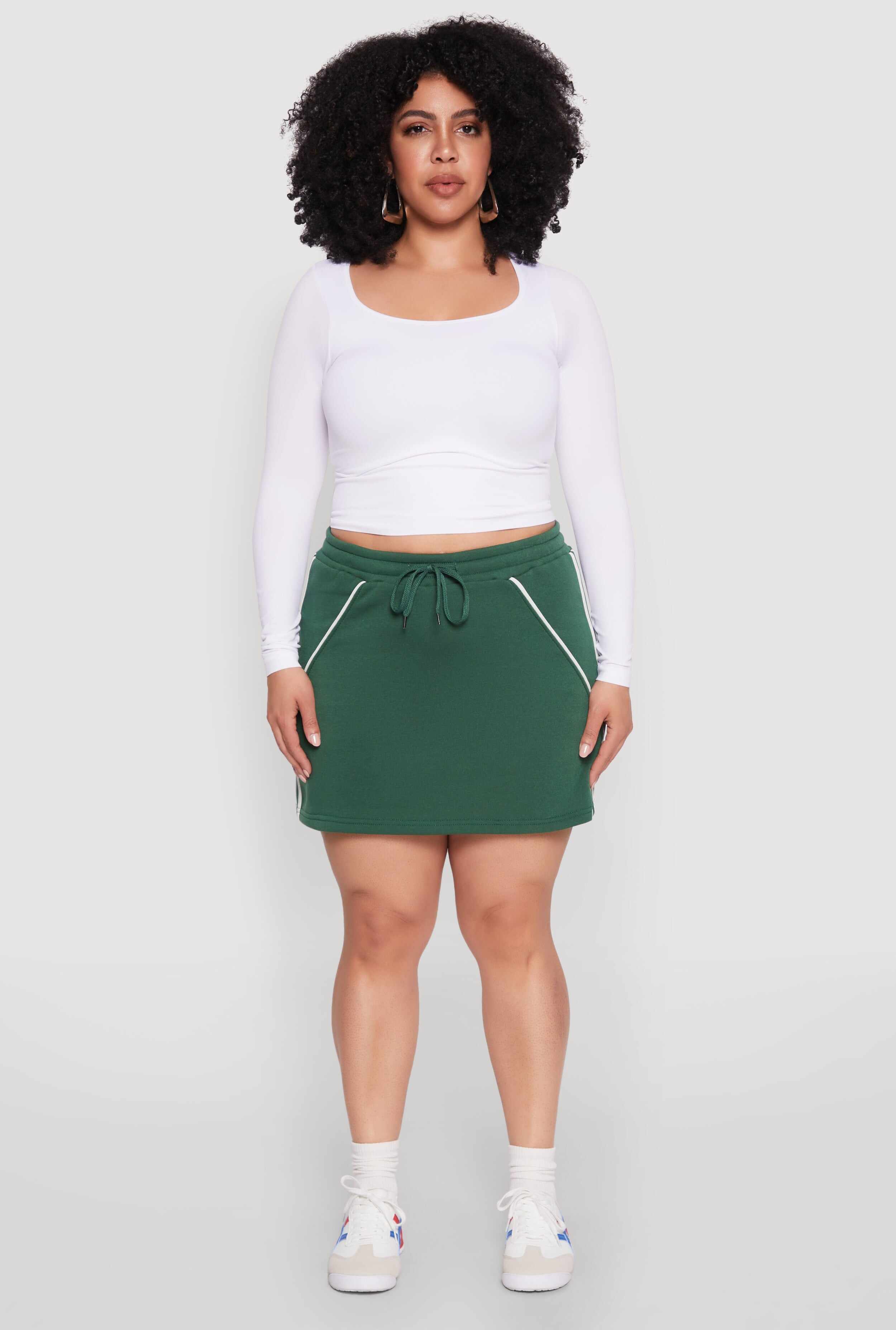 Plus Size Contrast Trim Skort