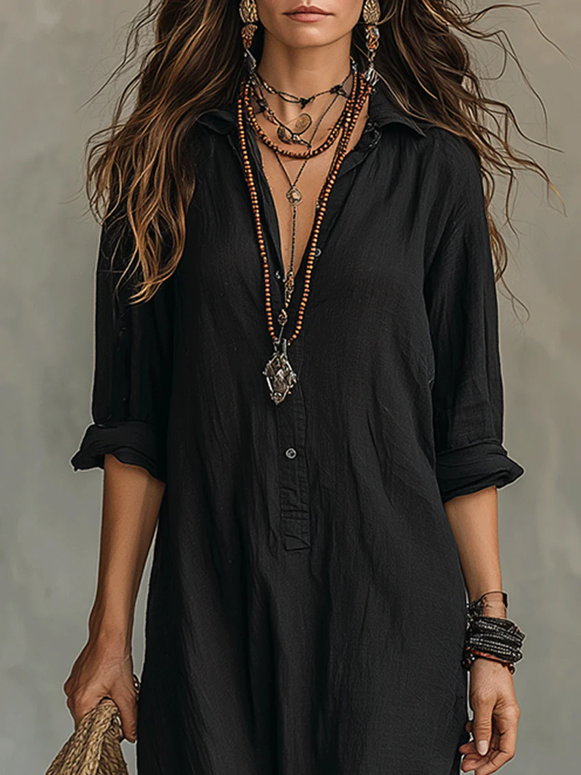 🔥Summer Arrivals🌟Casual Solid-color Linen-cotton Dress