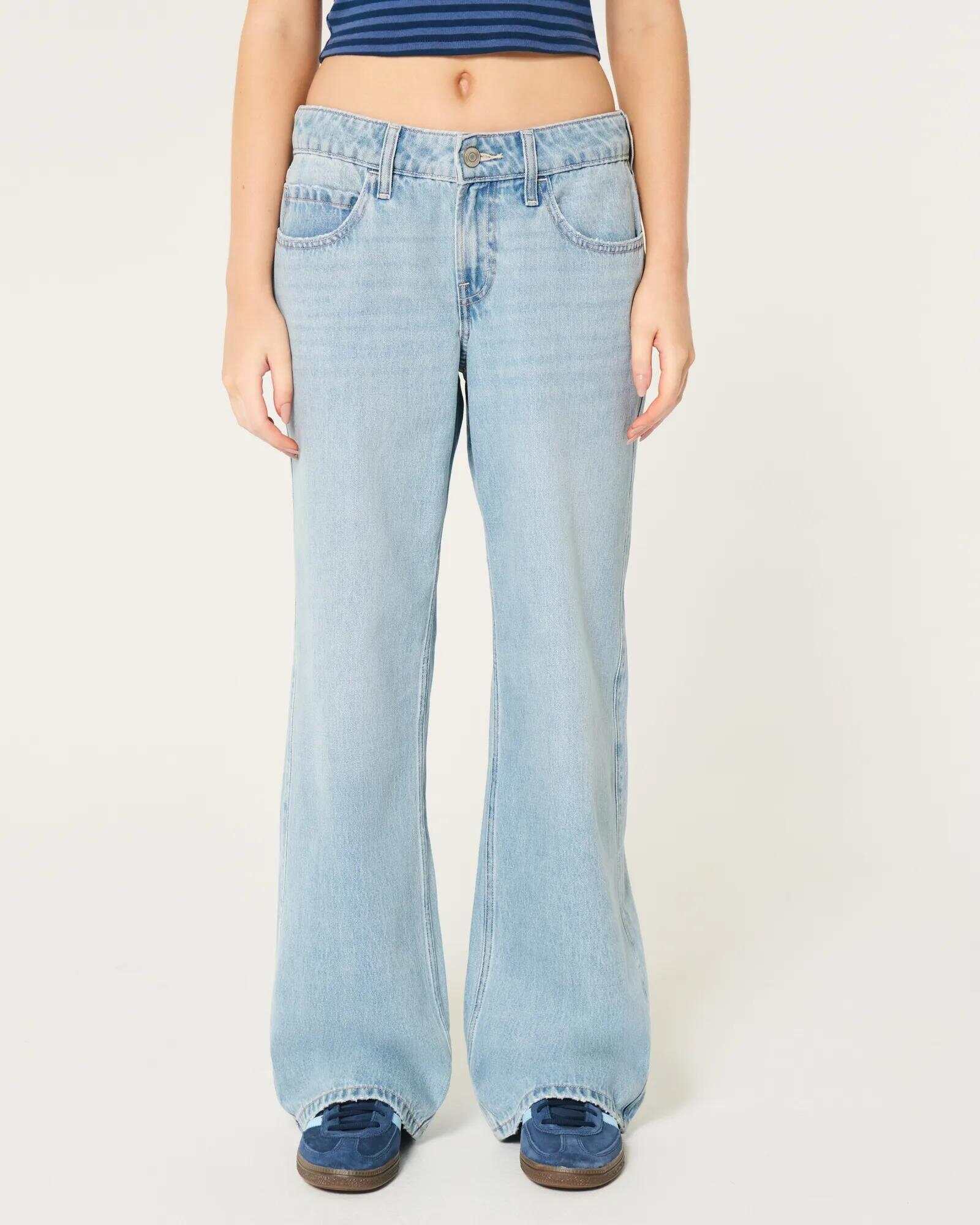 Low-Rise Dark Wash Baggy Jeans