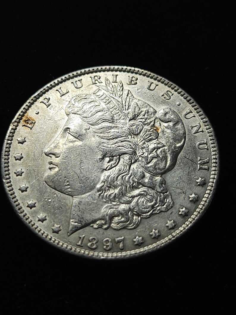 1897  Silver Morgan Dollar AU+  Key date   Lot#659