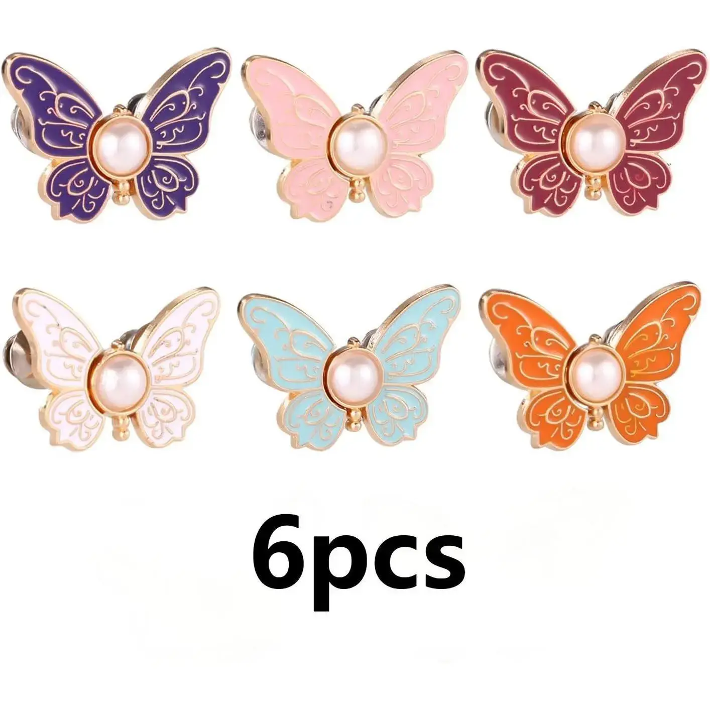 Women's 6pcs Butterfly Waist Tighteners - Stylish Accessories, No-Sew No-Tools Adjustable Button Pins Buckle Clips for Loose Jeans, Skirts (Home Supplies)