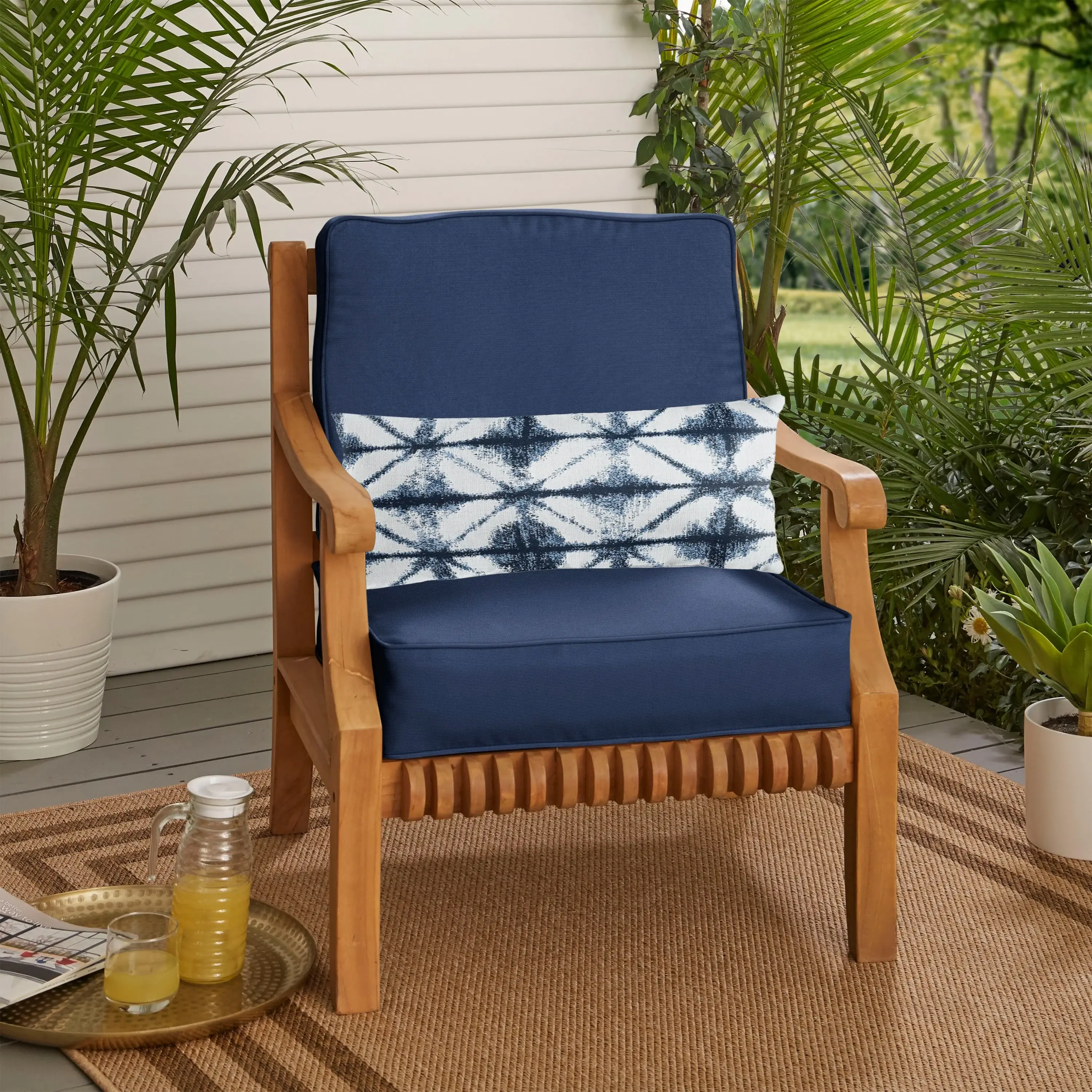 Sorra Home Oakley Sunbrella Solid Indoor/ Outdoor Corded Chair Cushion Set and Lumbar Pillow