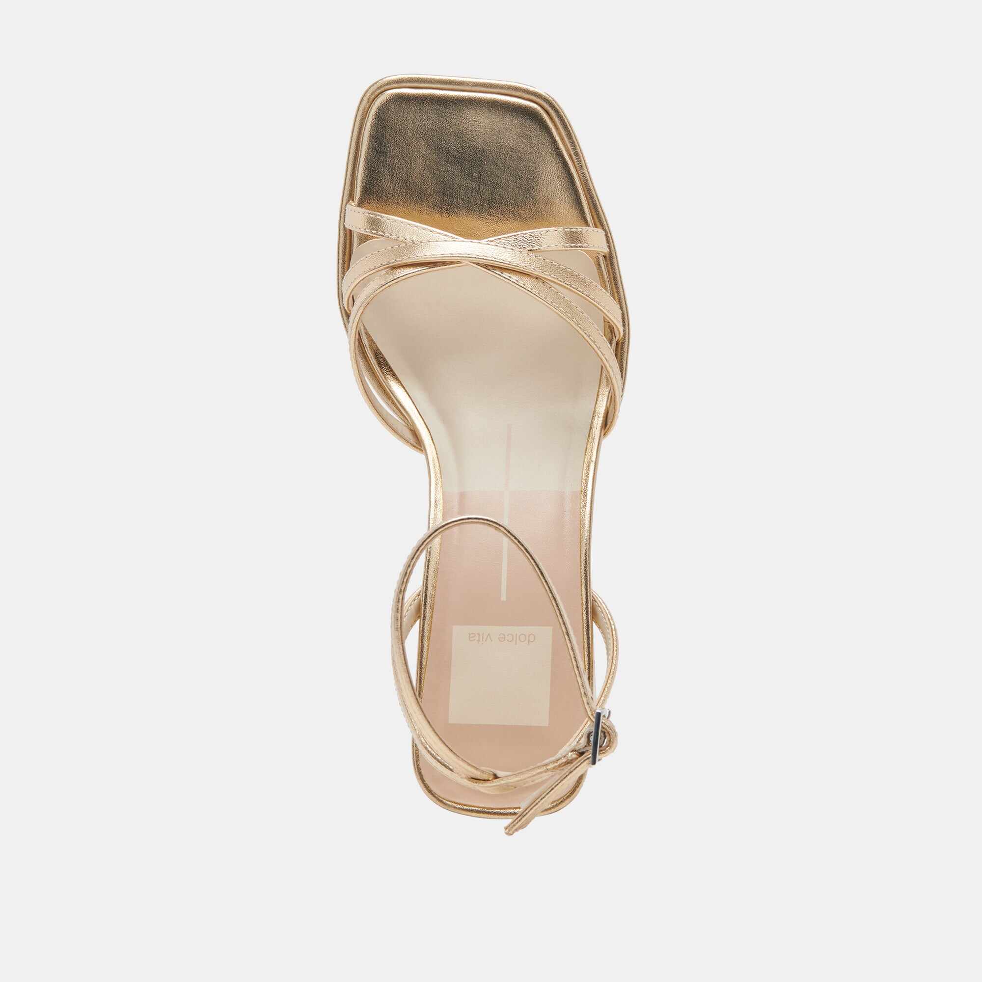 MANJI WIDE HEELS LIGHT GOLD METALLIC LEATHER