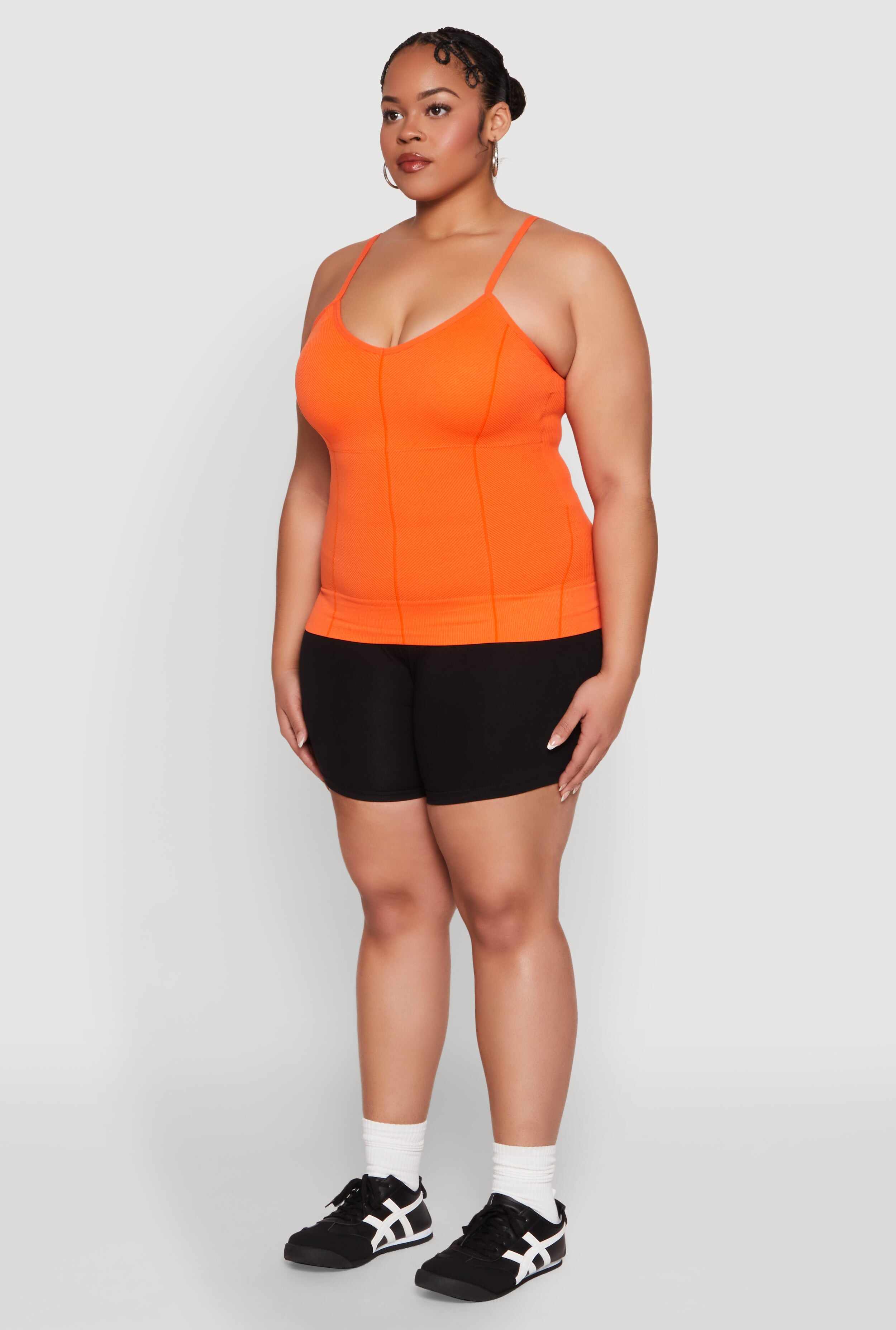 Plus Size Seamless Ribbed V Neck Cami