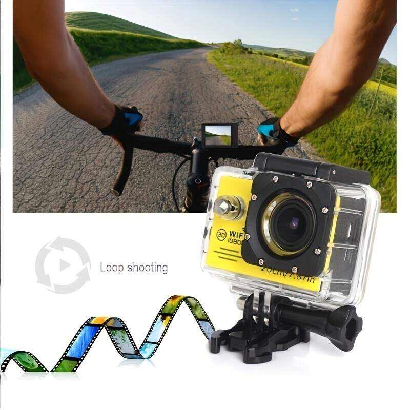 (Built-in Battery) Wifi HD 1080 Action Camera 30m Waterproof Underwater Camera 140 Degrees Ultra-wide Angle Lens Convenient Waterproof Action Camera 2 Inch Display Wifi Camera Multiple Languages Optional Waterproof Camera With 32G TF Card For Thanksgiving