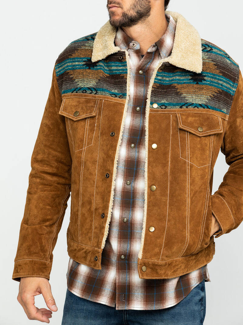 SCULLY MEN'S CAFE BROWN BOAR SUEDE JEAN JACKET
