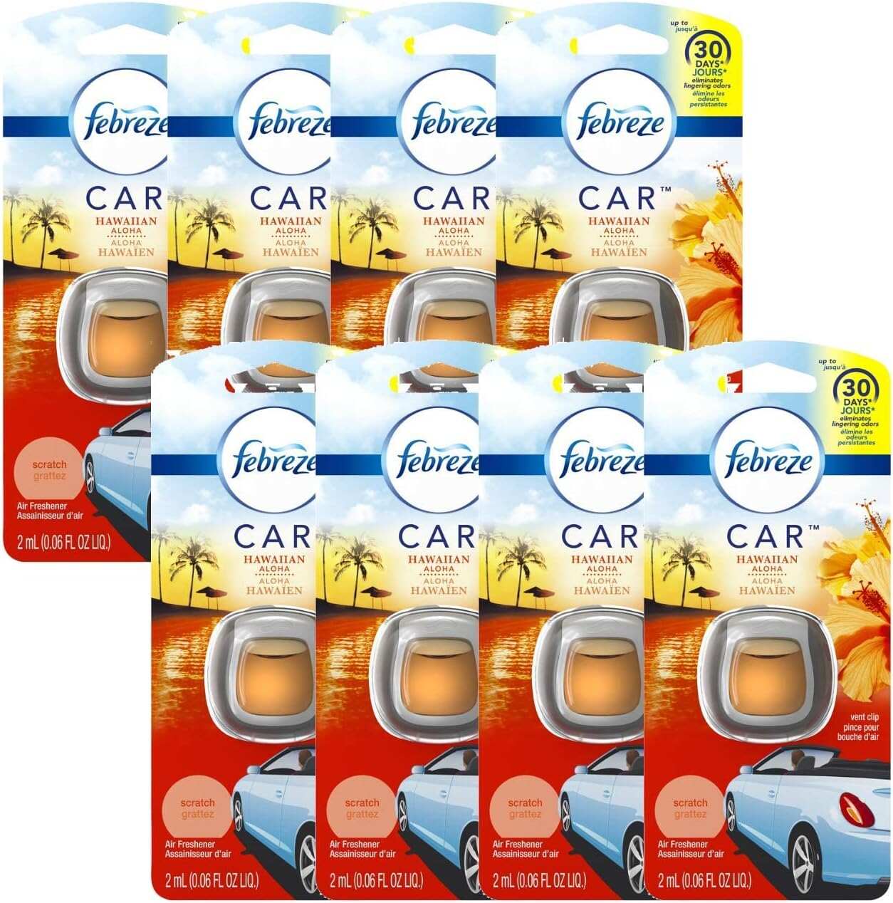 Febreze Car Air Fresheners, New Car Scent, Odor Eliminator for Strong Odors Car Vent Clips (2 Count)