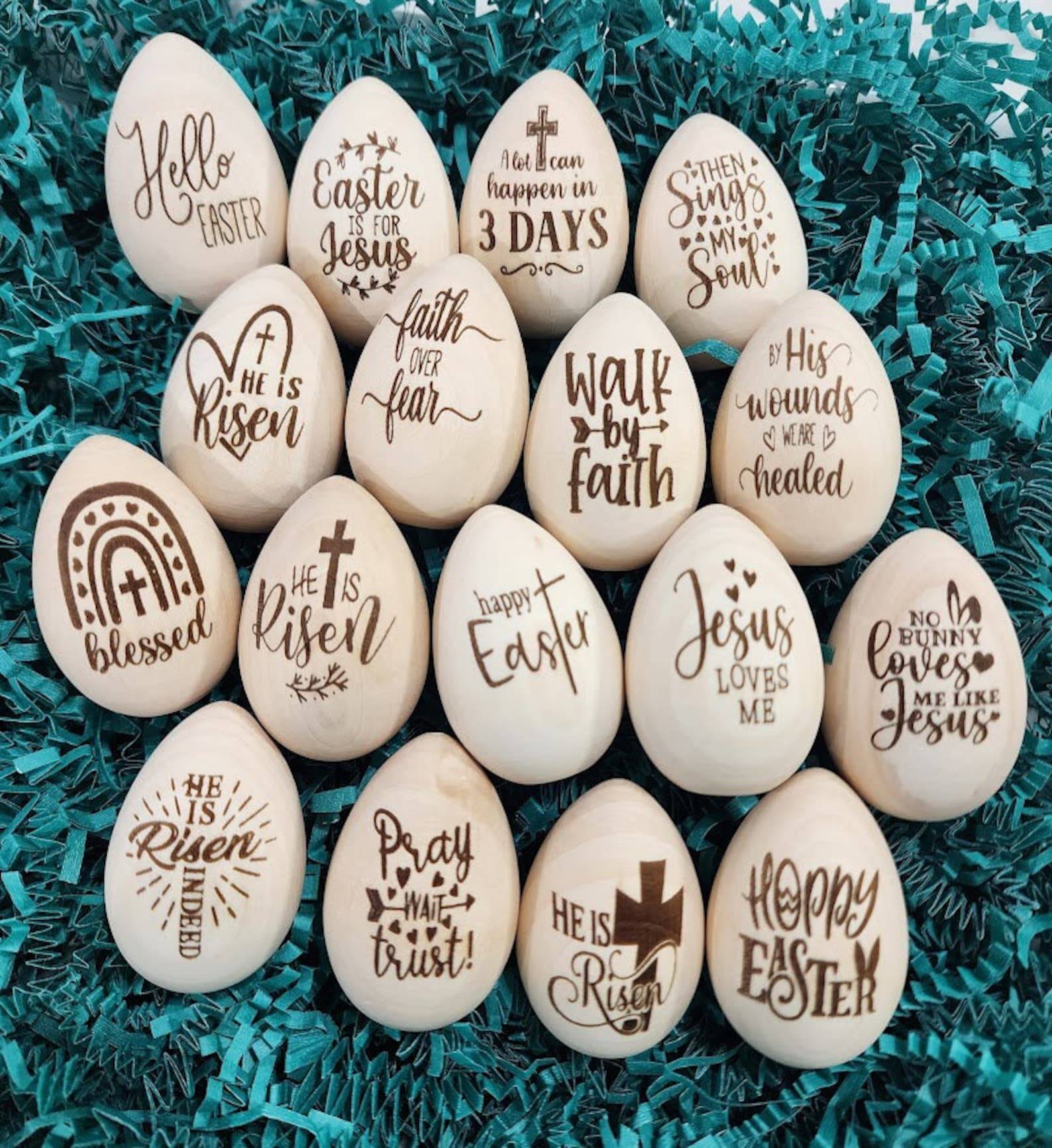 Wood Easter Faith Eggs