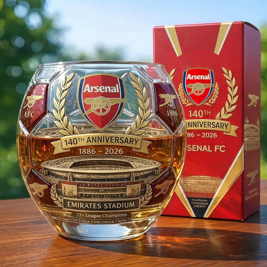 Arsenal 140th Anniversary Commemorative Football Whisky Glass