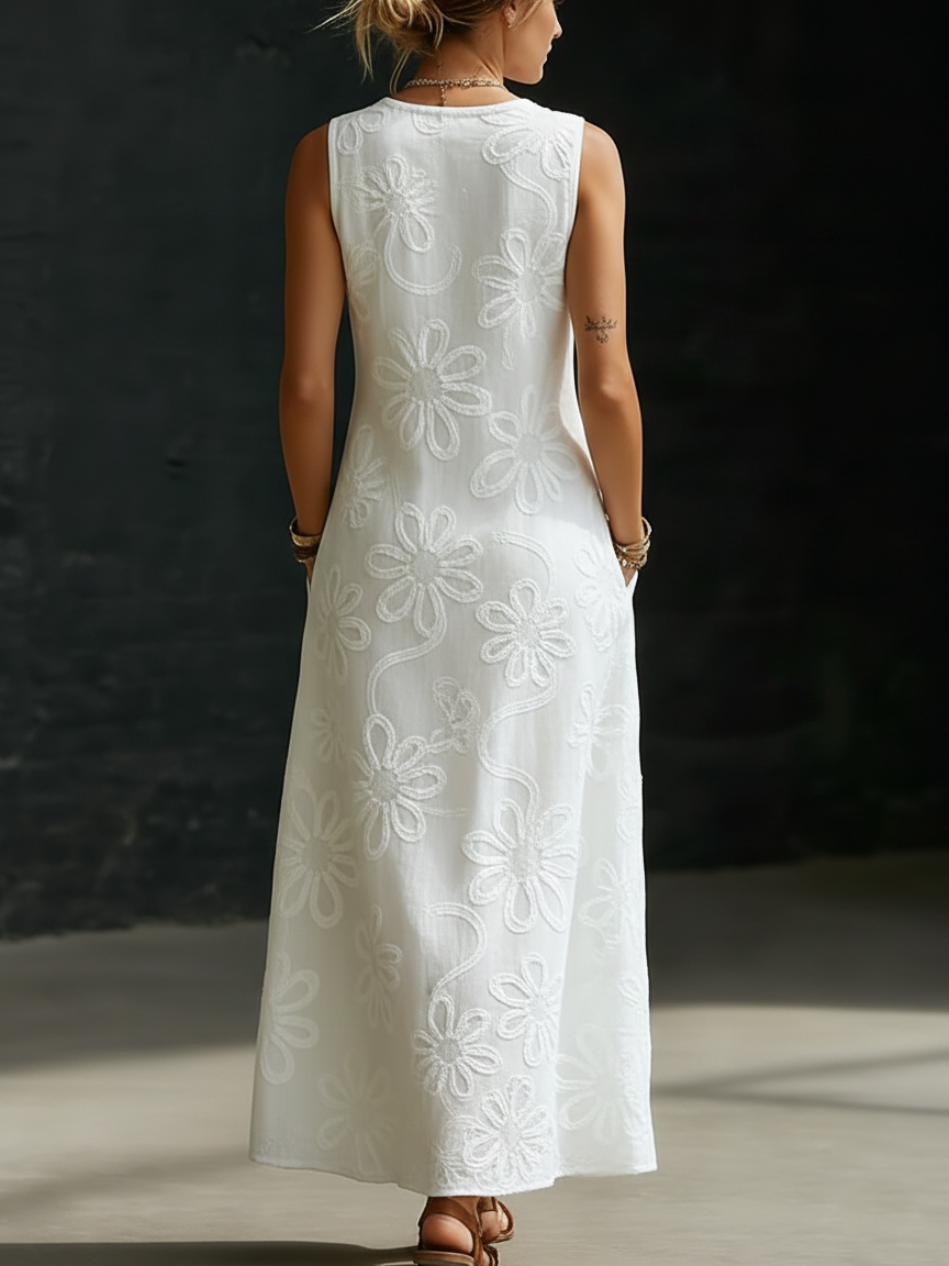 🔥Summer Arrivals🌟Elegant Floral Embroidery V-neck Dress
