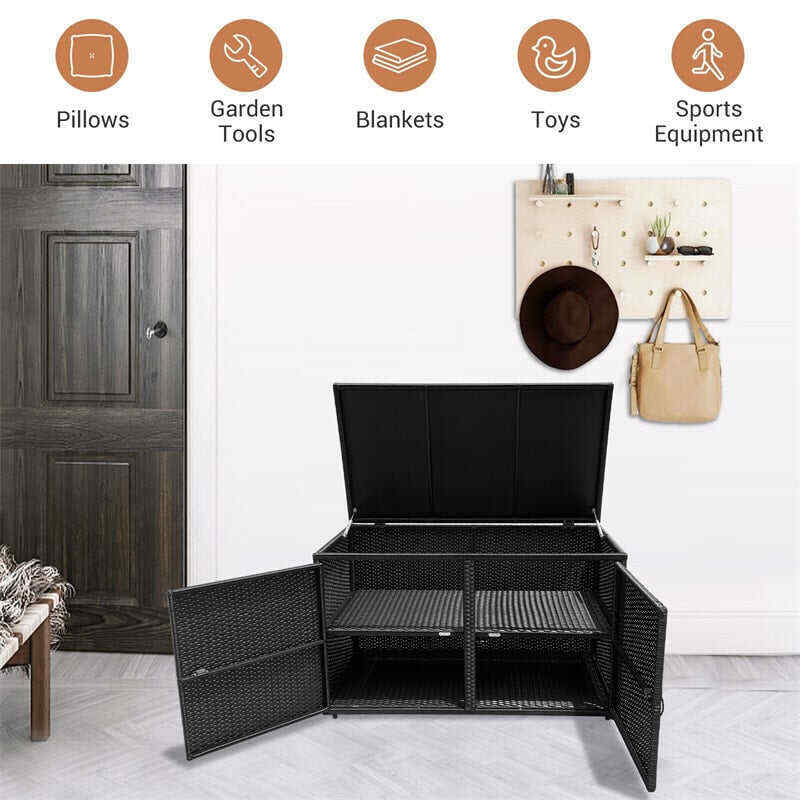 88 Gallon Rattan Deck Storage Box Patio Container
