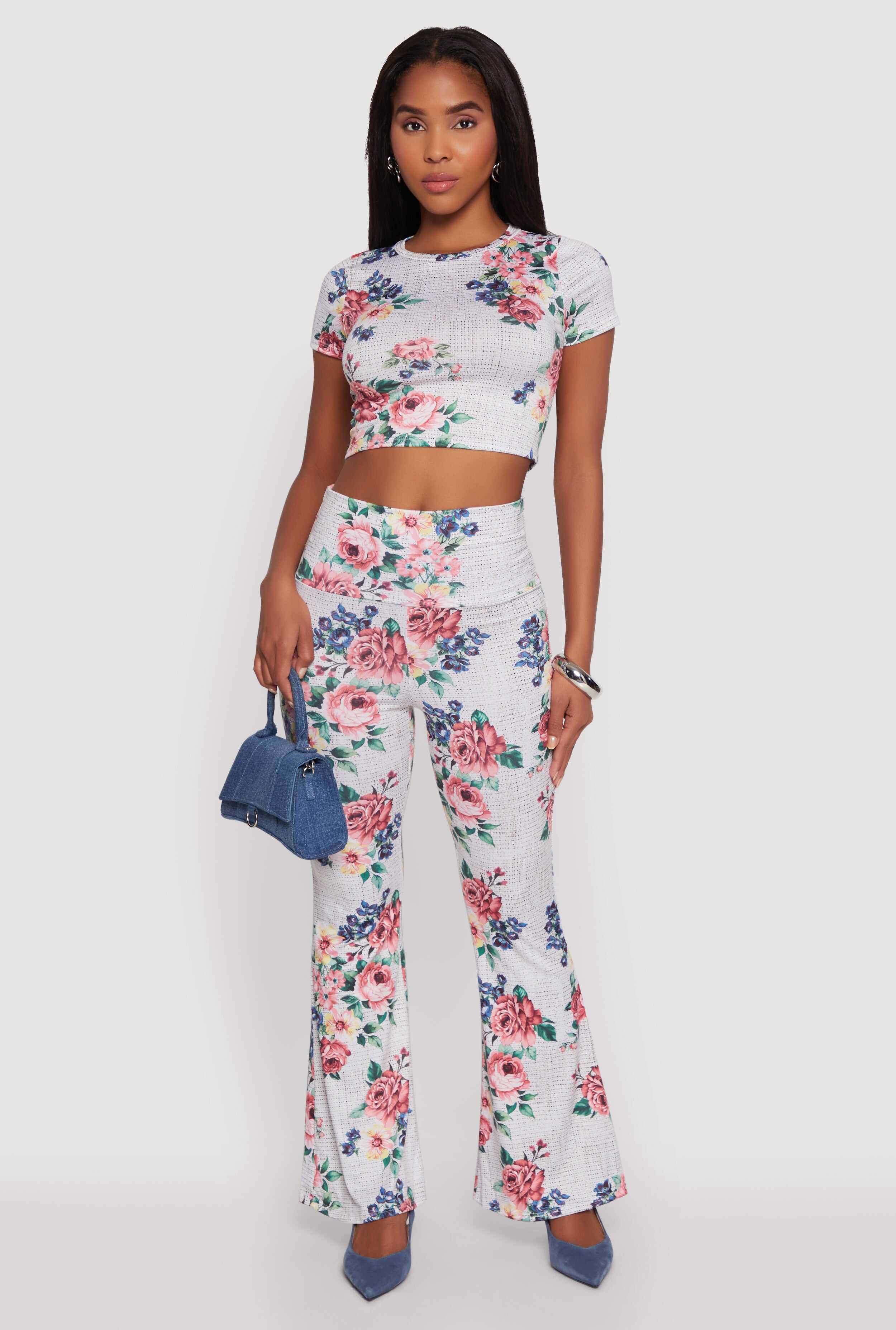 Floral Print High Neck Crop Top
