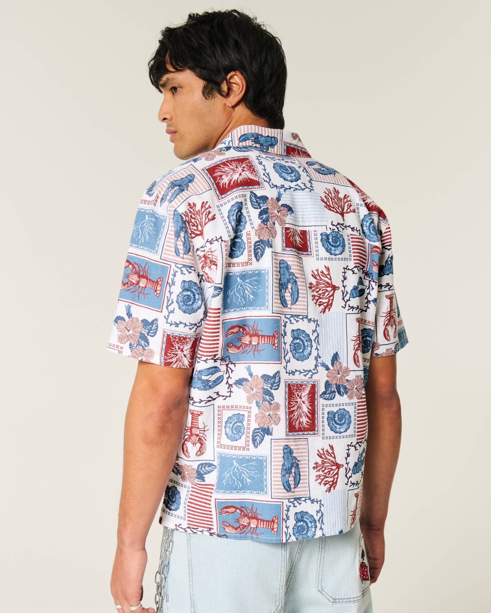 Boxy Short-Sleeve Linen-Blend Shirt