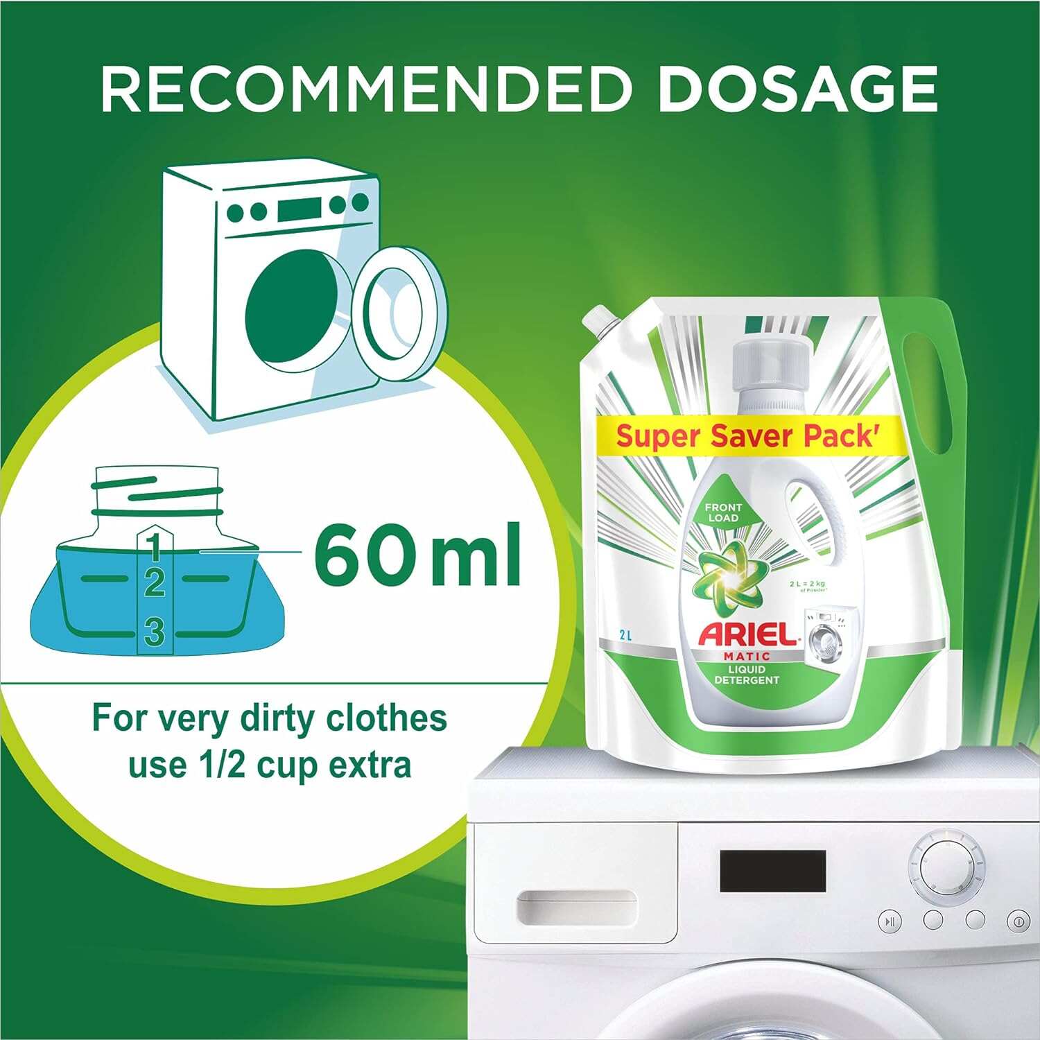 Ariel Matic Liquid Detergent, Front Load, 1 Litre, Pack Of 1