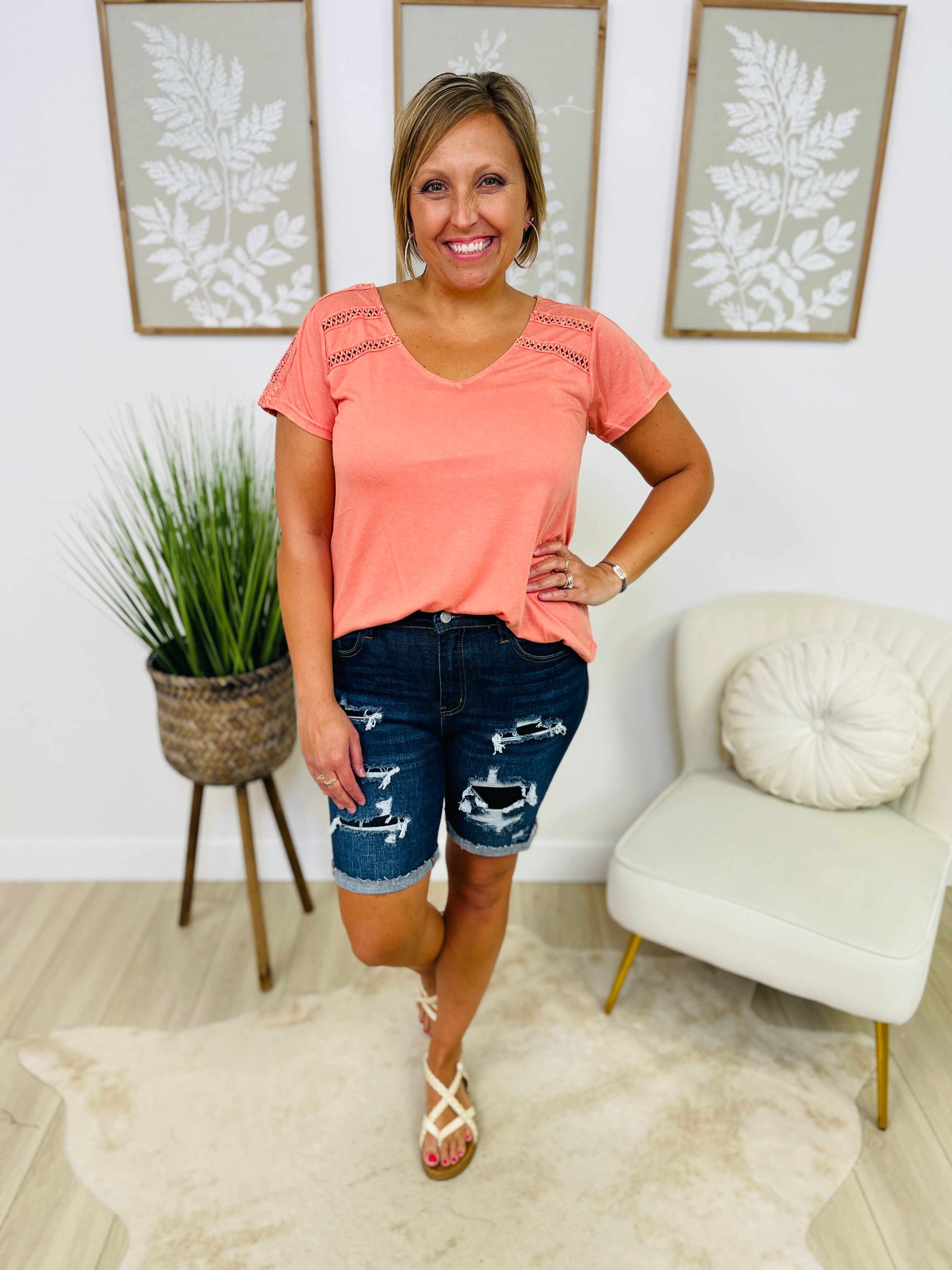 PLUS/REG Patch Me Up Buttercup Bermuda Shorts