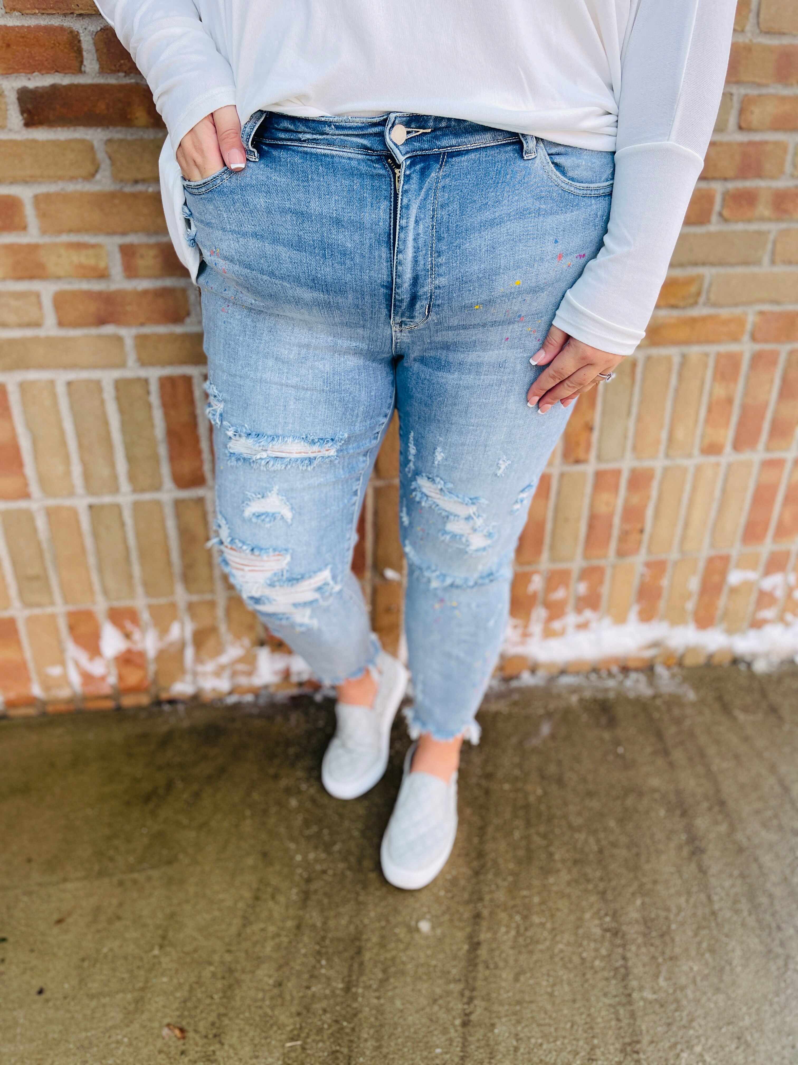 Plus/Reg Color Me Happy Boyfriend Jeans