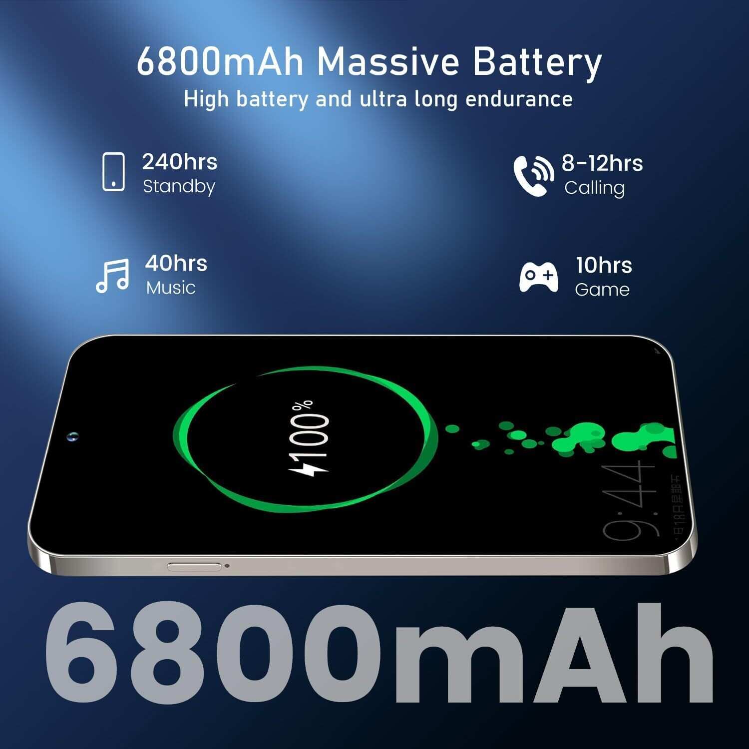 A15 Pro Max Smartphone, 6+256GB Unlocked Phone, Android 13.0, 48+108MP Zoom Camera, Long Battery Life 6800mAh, Dual SIM, 6.7“ HD Screen,5G Phone