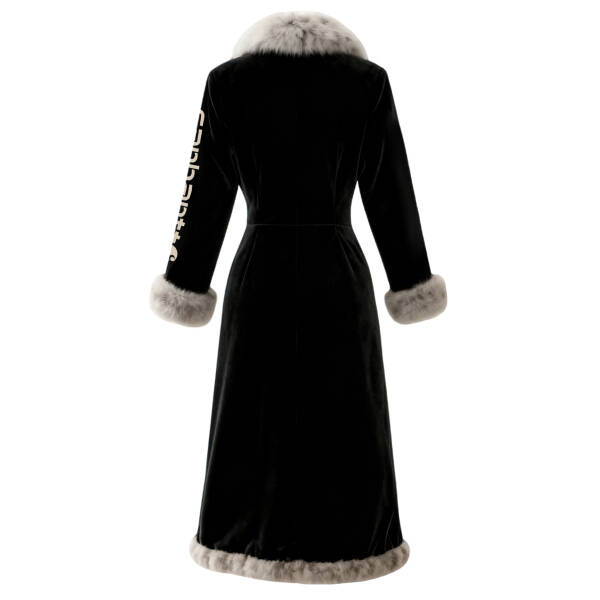 Luxurious Faux Fur Trimmed Long Coat with Elegant Design-White