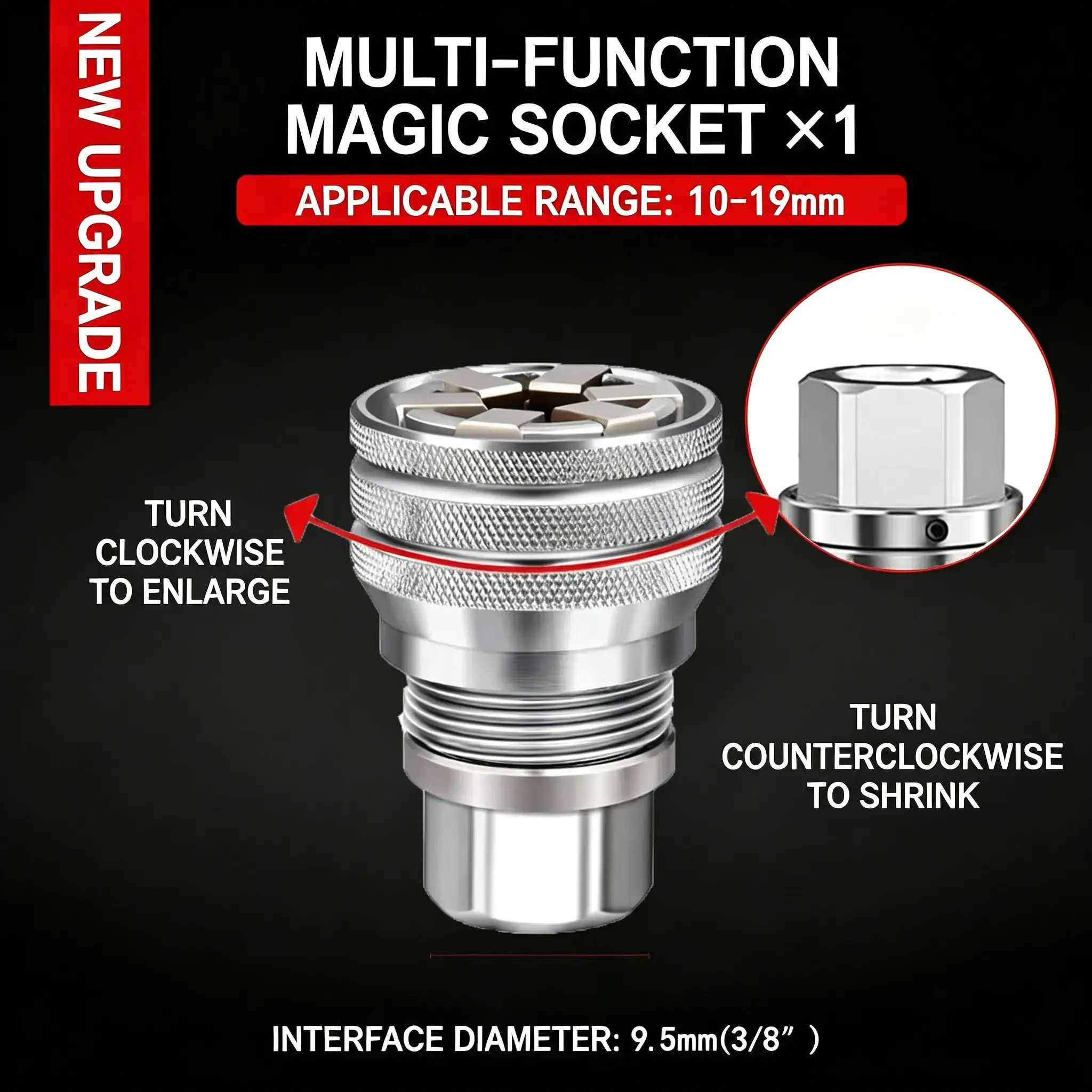 Multi-Function Universal Socket Wrench Tool - Universal Maintenance Tool, Adjustable Universal Socket Wrench, Universal Socket Tool for 3/8