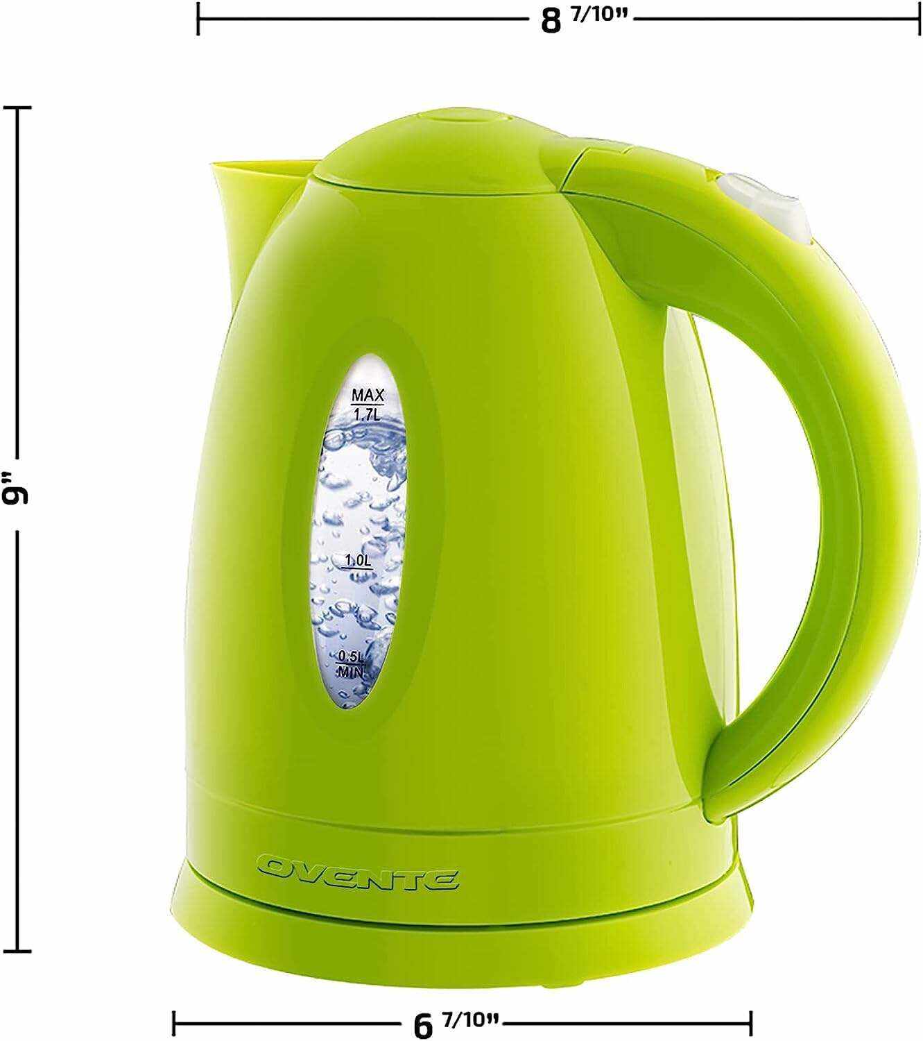 OVENTE Electric Kettle Hot Water Heater 1.7 Liter - BPA Free Fast Boiling Cordless Water Warmer - Auto Shut Off Instant Water Boiler for Coffee & Tea Pot - White KP72W