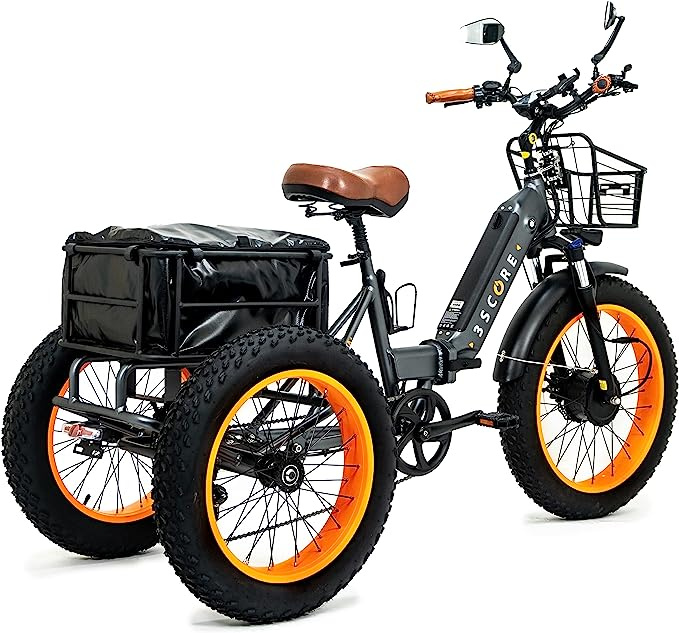 Electric Fat Trike 750W Motor and 48V Lithium Rechargeable Battery – Etrike 24 Inch Fat Tire – Foldable Electric Cruiser Tricycle