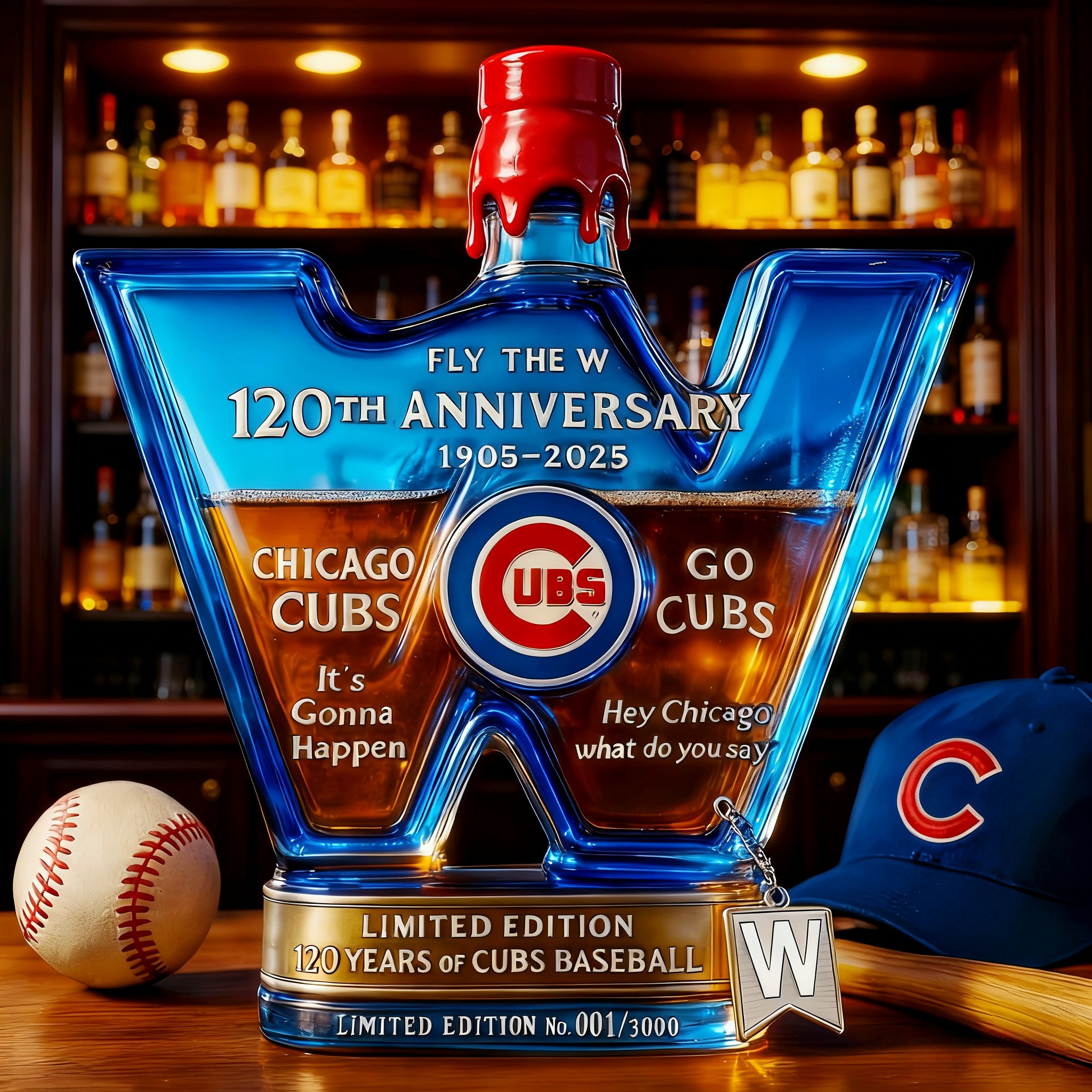 Chicago Cubs 120th Anniversary “Fly The W” Whiskey Decanter