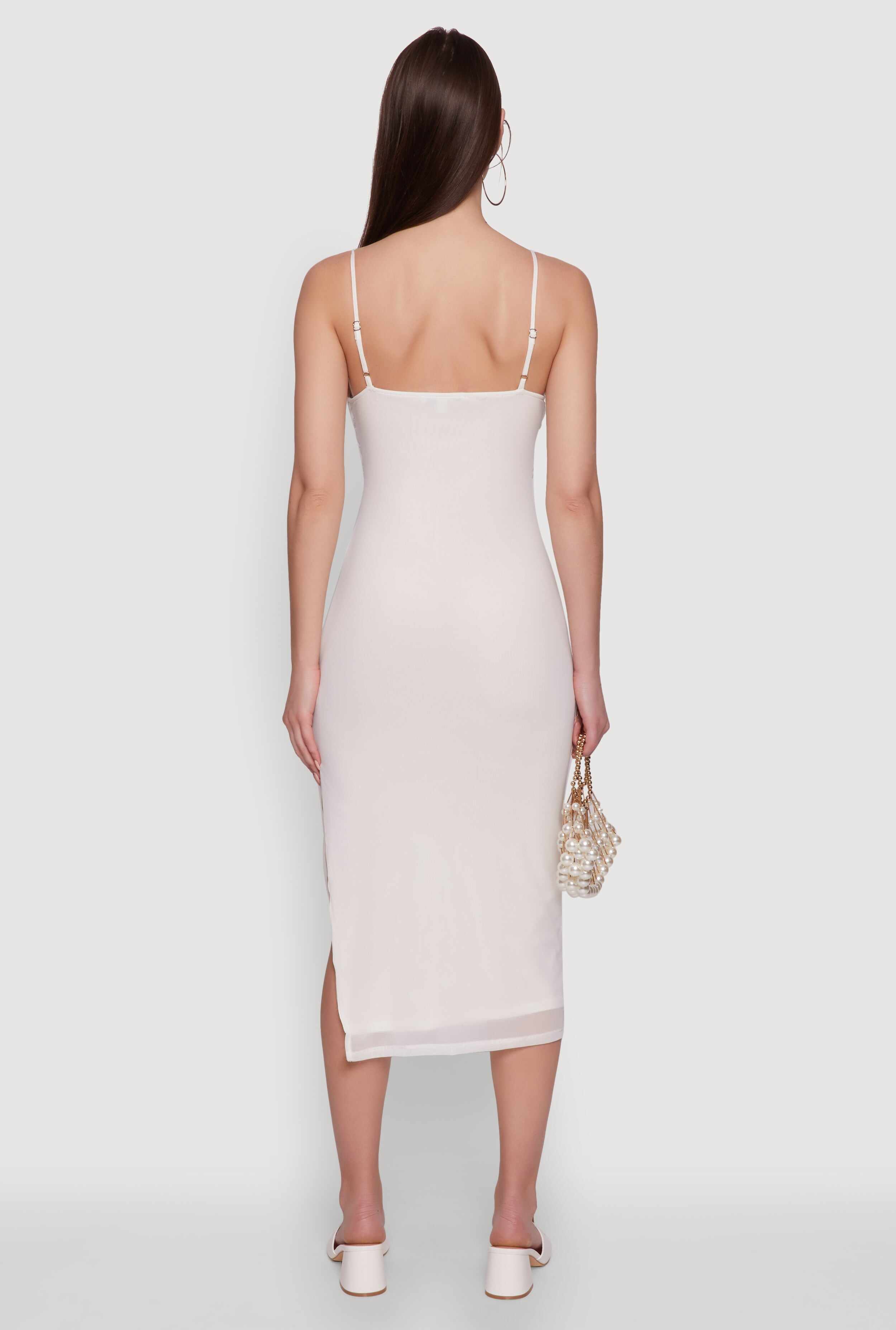 Haute Monde Mesh Overlay Side Slit Bustier Dress