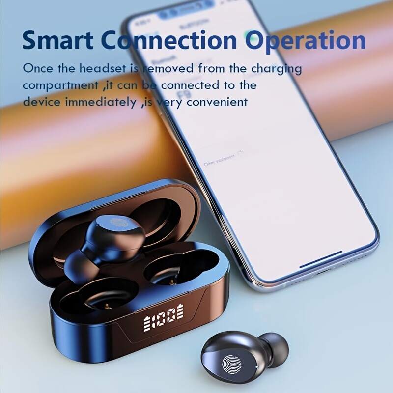 TWS Waterproof Headset Wireless Sport Headset , Mobile Phone Hi Fi Stereo Music With Microphone Noise Reduction Display For Moblie Phone.  Goodlooking Thoughtful Gift For Men/Women/ Girlfriend/Boyfriend/Friend/Birthday Gift