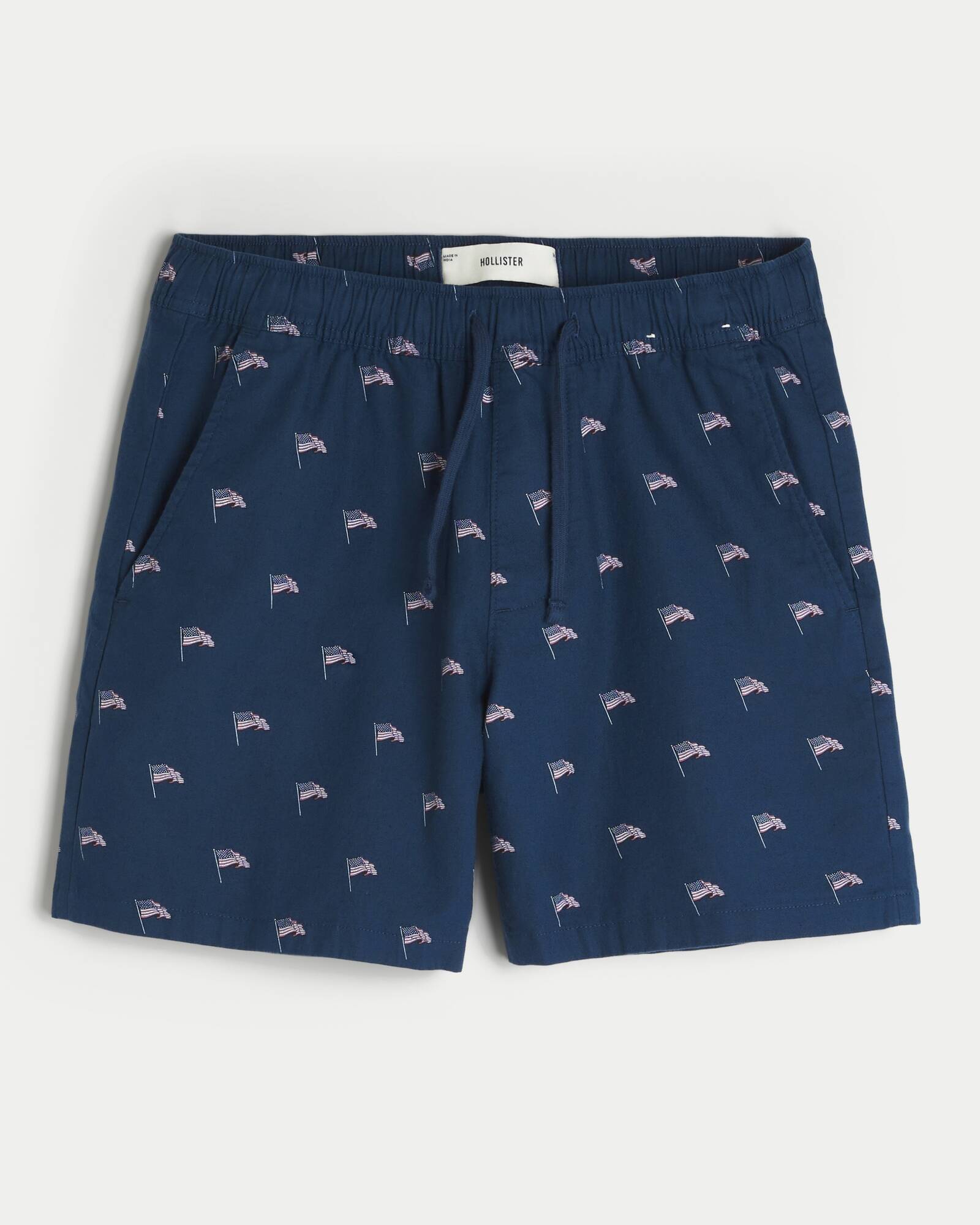 Mid-Thigh Linen-Blend Pull-On Shorts