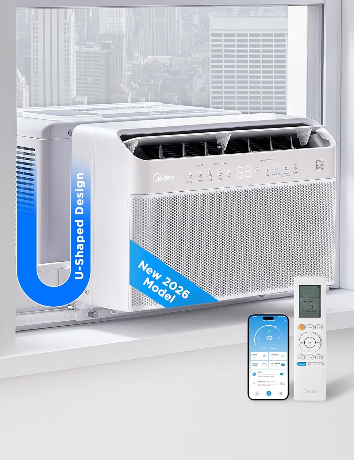 U-Shaped Smart Inverter Window Air Conditioner | 6000 & 12000 BTU Ultra Quiet Smart Voice AC