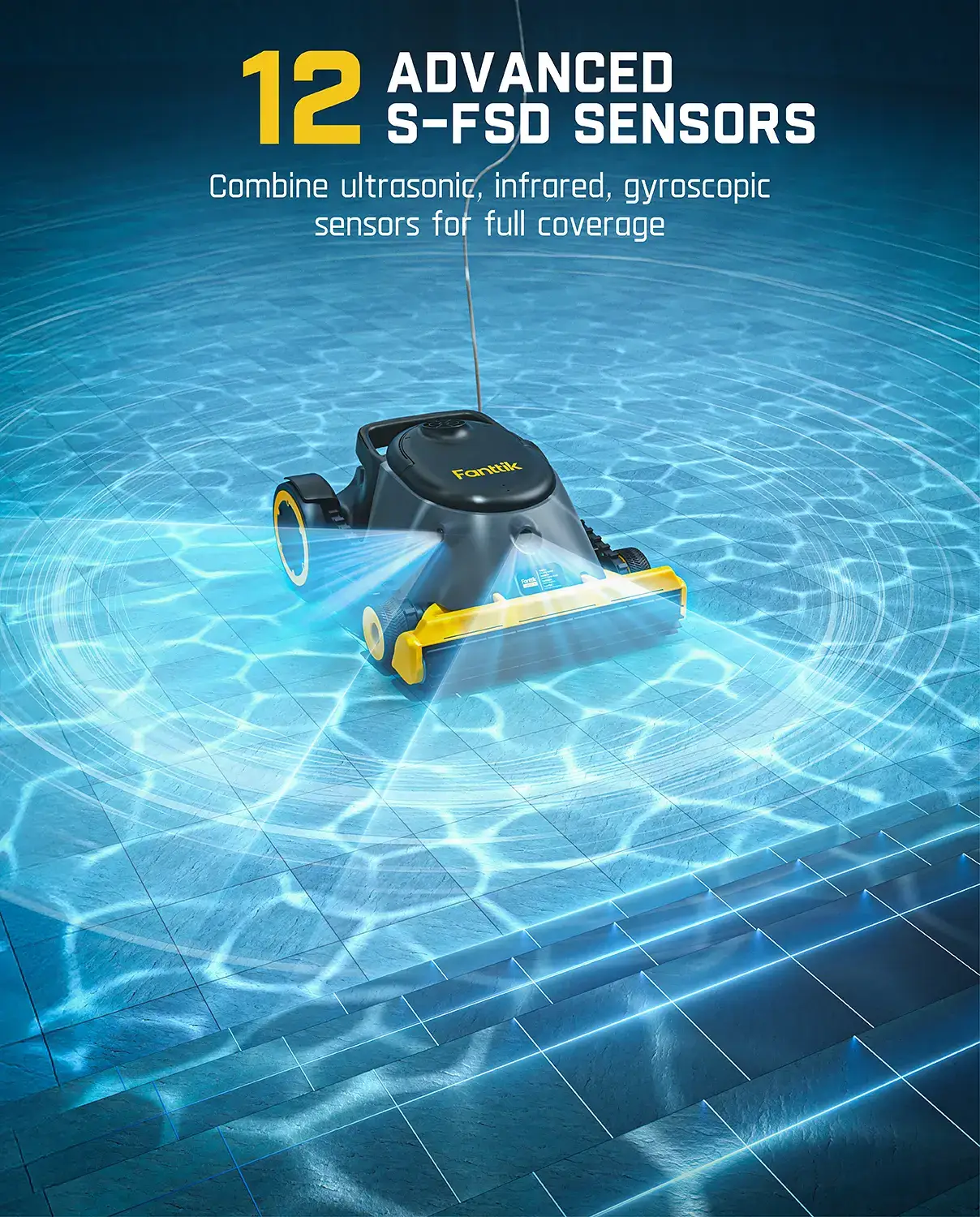 Cordless Robotic Pool Vacuum Cleaner | Horizontal Waterline Cleaning, 4X Efficiency, 6H Working Time, APP & Remote Control, Cleans Walls & Floors Up To 5382 Sq.ft