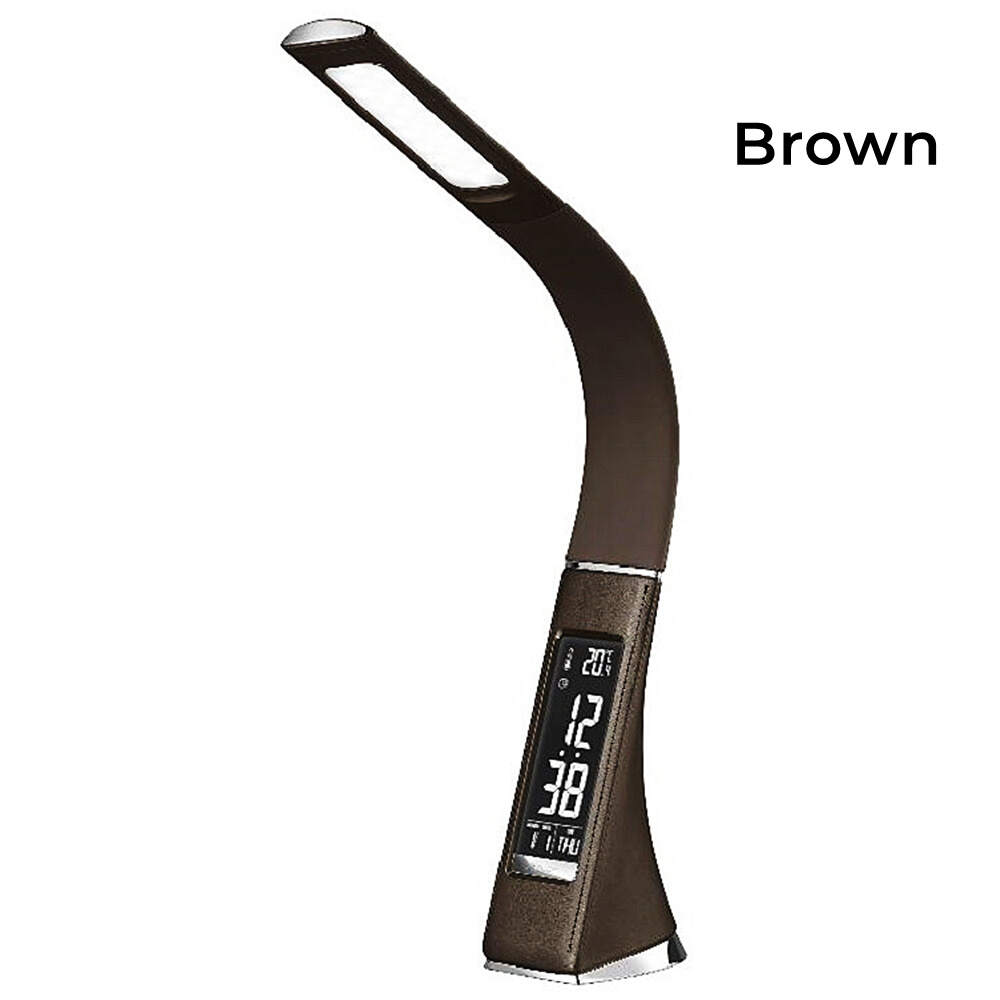 LED Desk Lamp With Calendar Temperature Alarm Clock 3 Modes Lighting Eye-Protected Reading Light Table Lamp For Student Office USB Charging LED Lamp