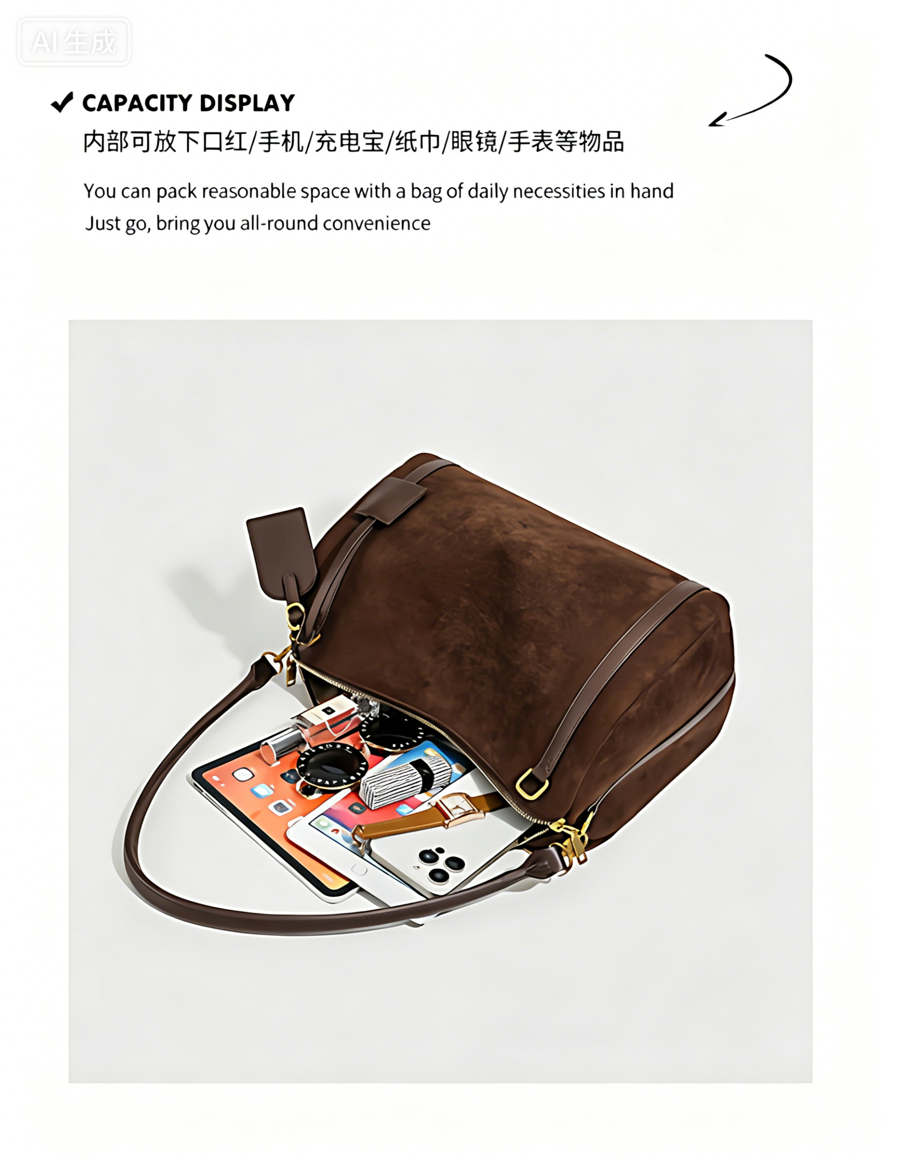 Fashionable women handbag with classic design