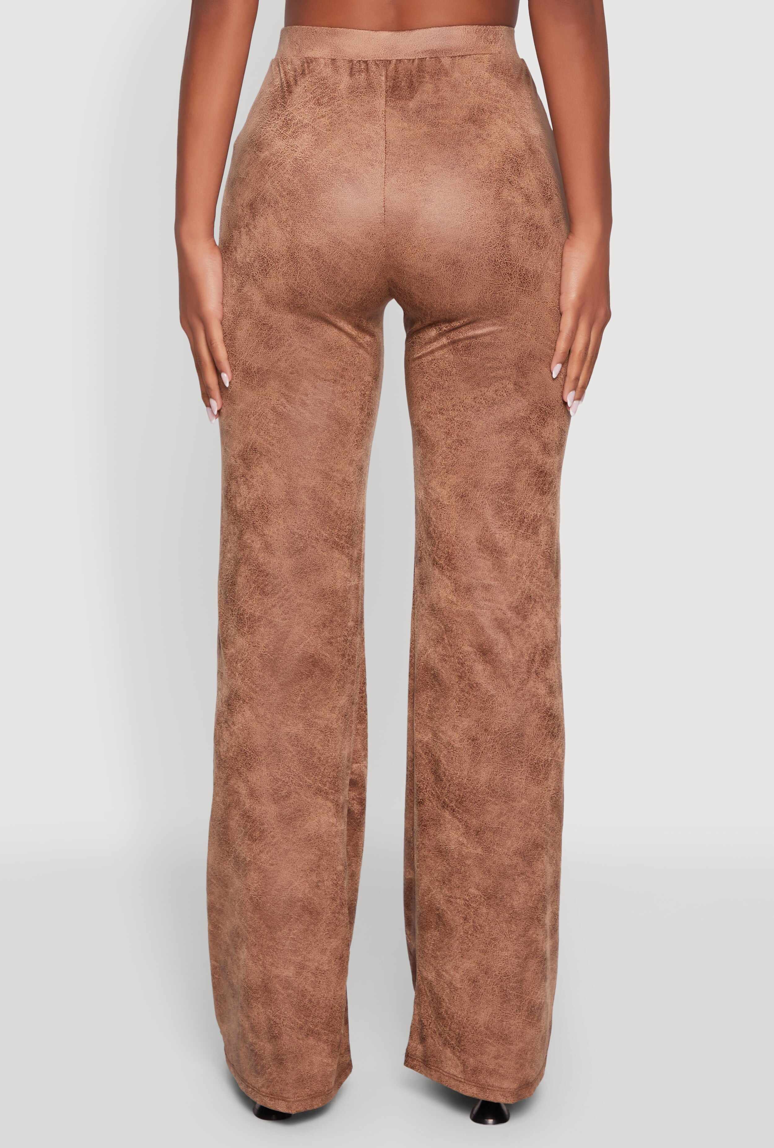 Acid Wash Flared High Waisted Pants