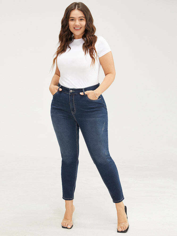 Skinny Very Stretchy High Rise Dark Wash Ankle Jeans