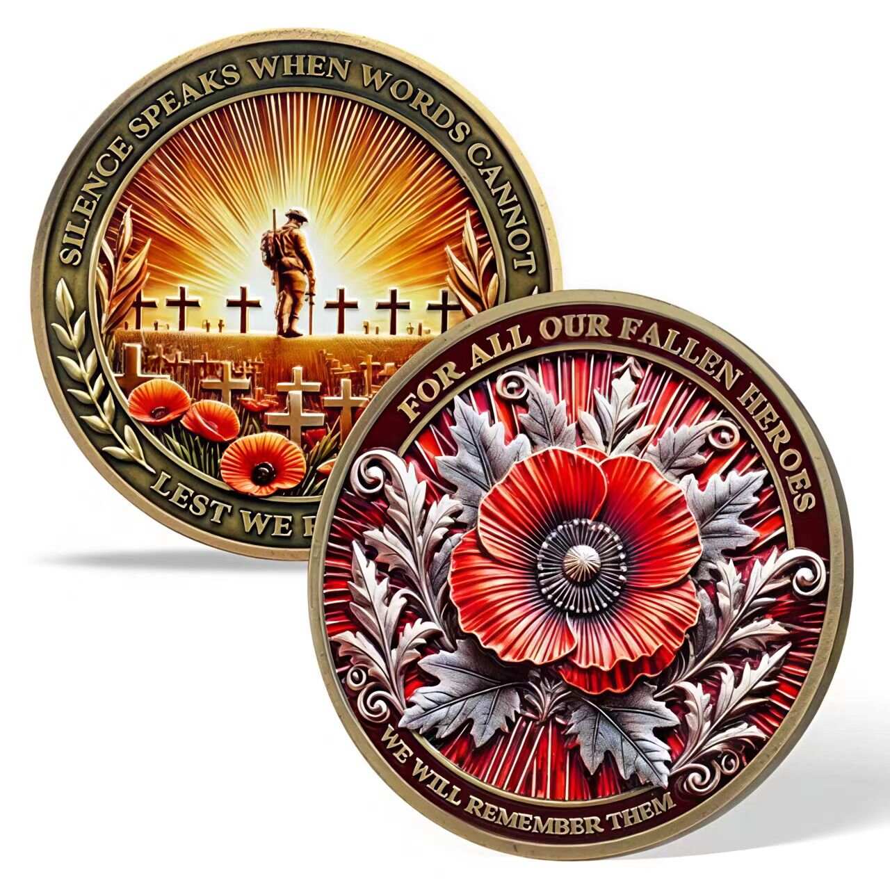 Poppy Remembrance Military Challenge Coin | Honor Fallen Heroes, Uphold “Lest We Forget” Legacy