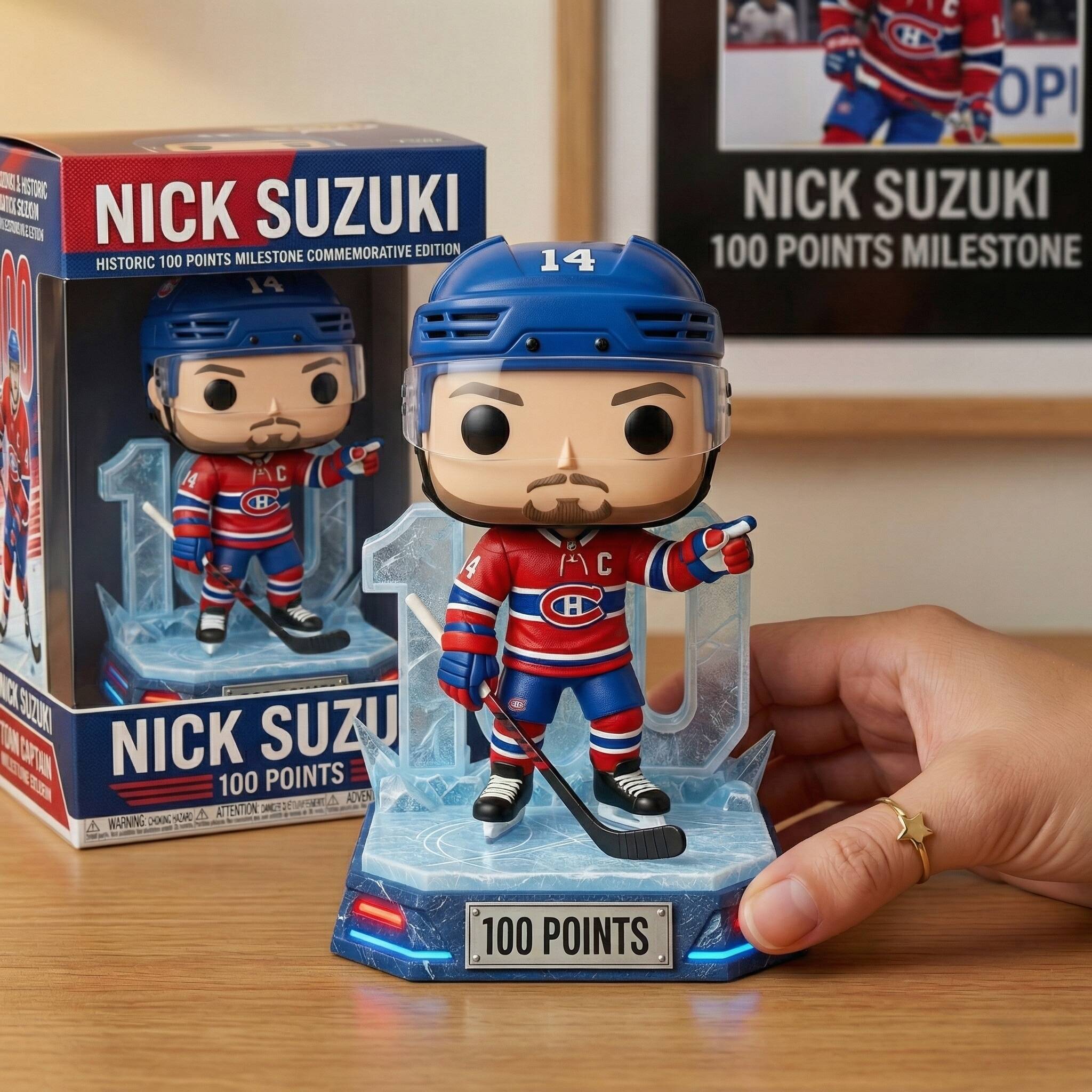 Nick Suzuki 100 Points Milestone Funko Pop! 🏒 Habs Nation-This Is History！