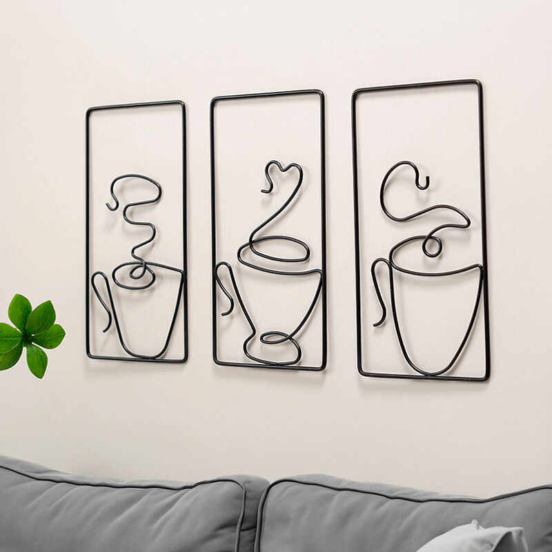 Coffee Cup Lines Metal Wall Art