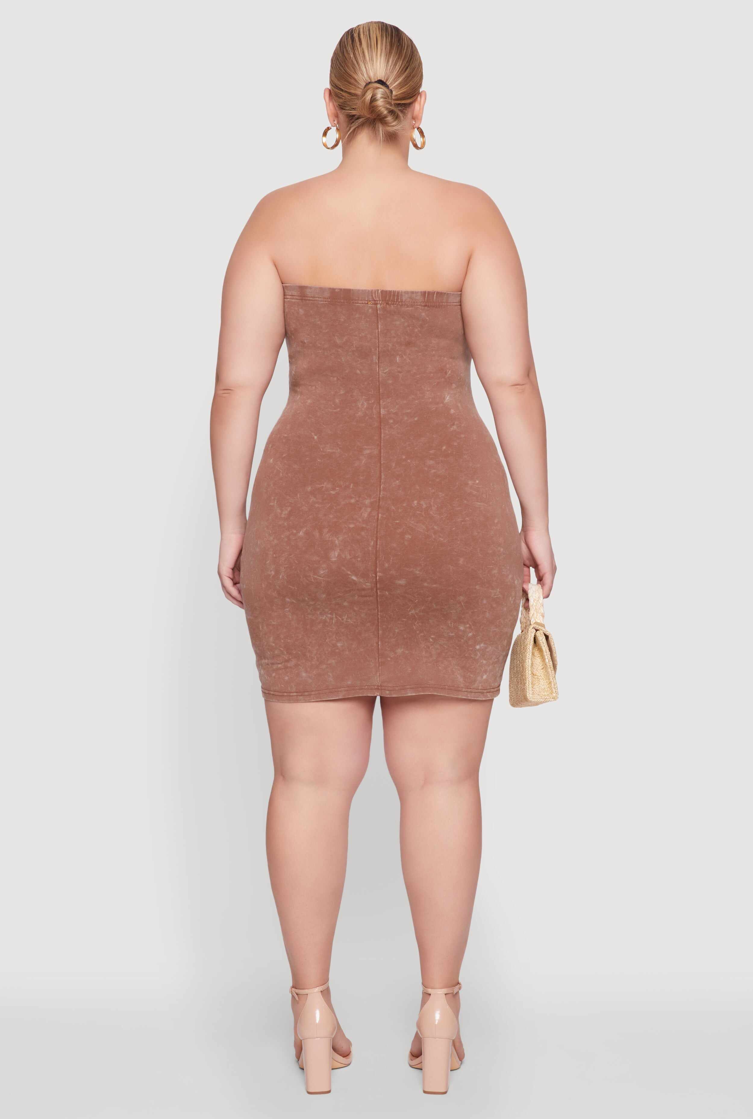 Plus Size Daisy Mineral Wash Mini Strapless Dress