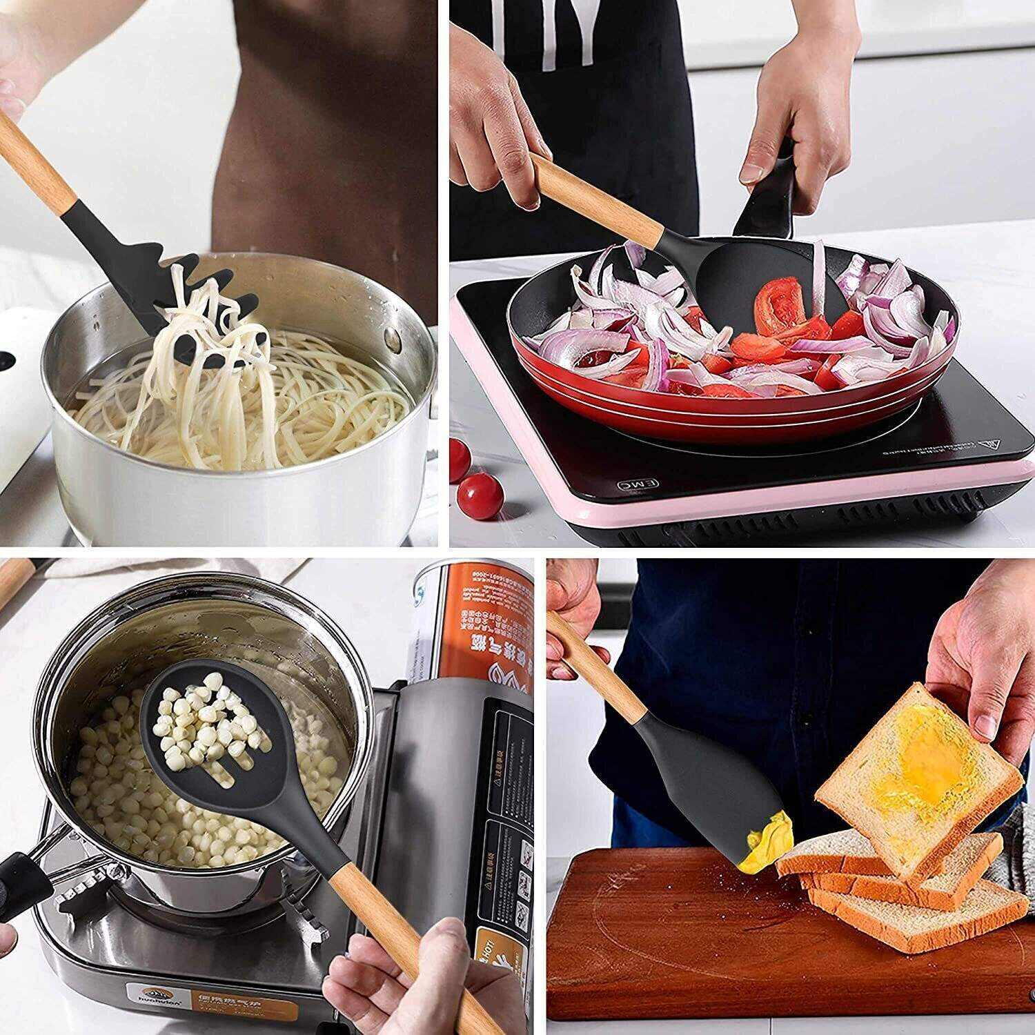 30 Pieces of kitchen cooking utensils and brackets