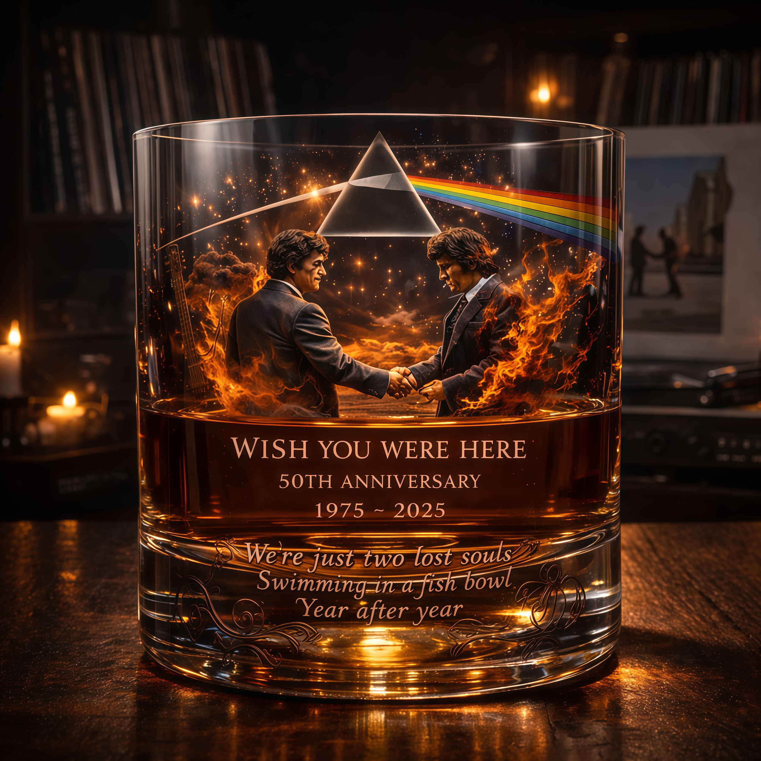 Pink Floyd 'Wish You Were Here' 50th Anniversary Whiskey Glass